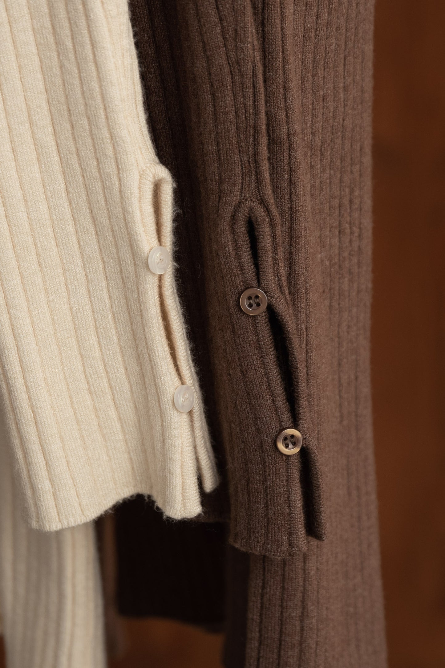 double face button slit knit