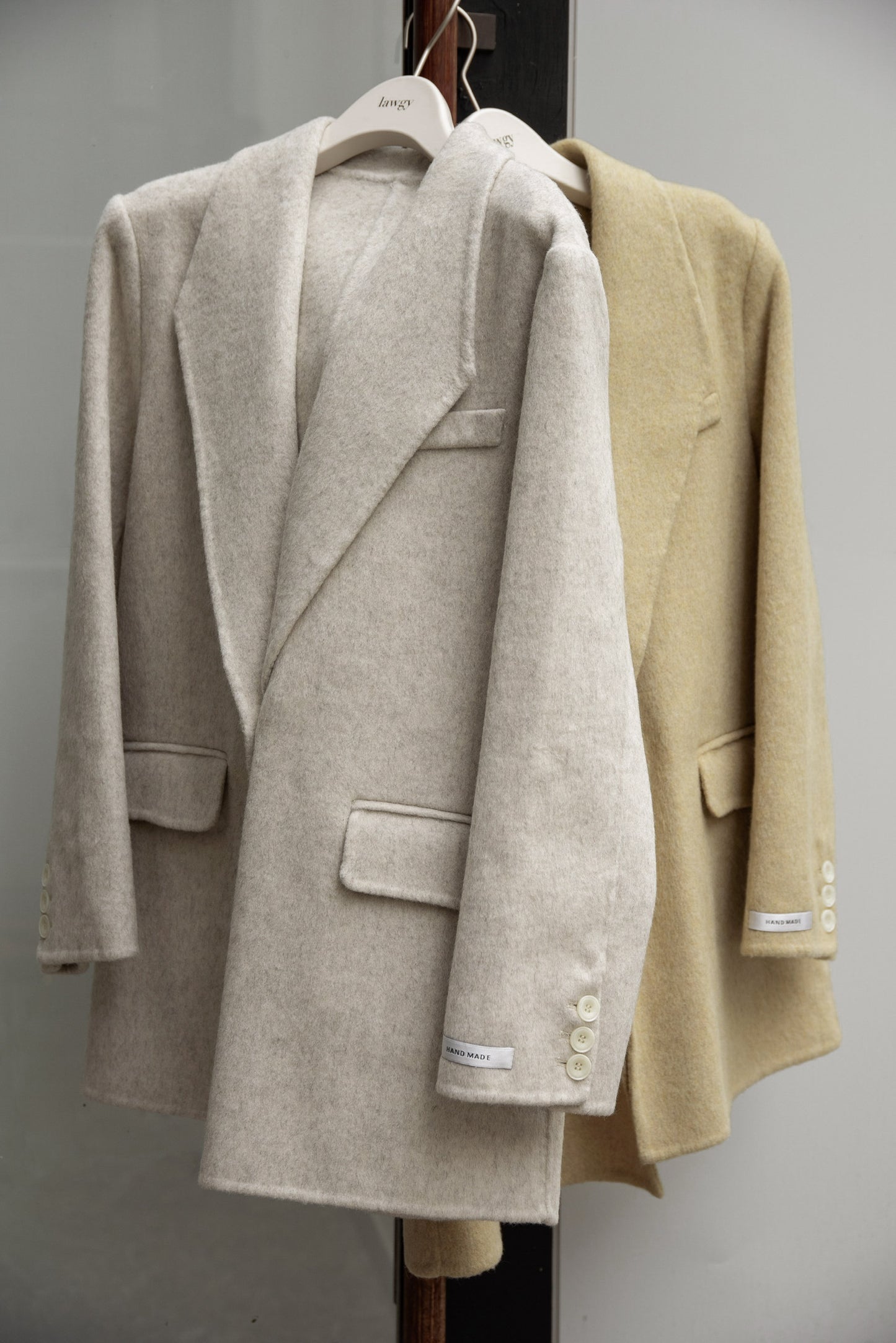 handmade trapezoid collar jacket coat