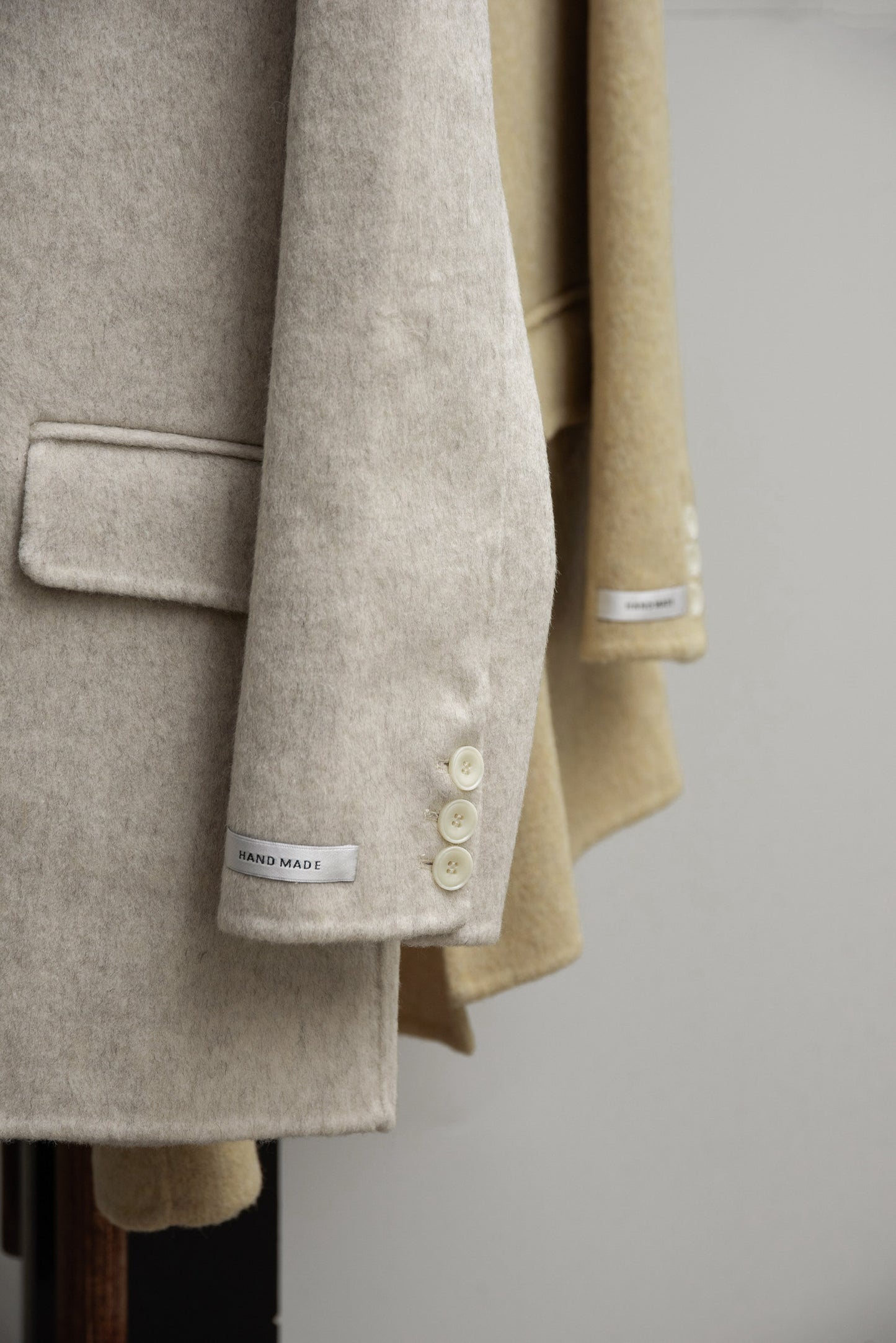 handmade trapezoid collar jacket coat