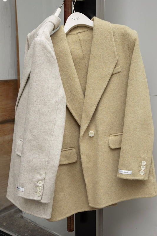 handmade trapezoid collar jacket coat