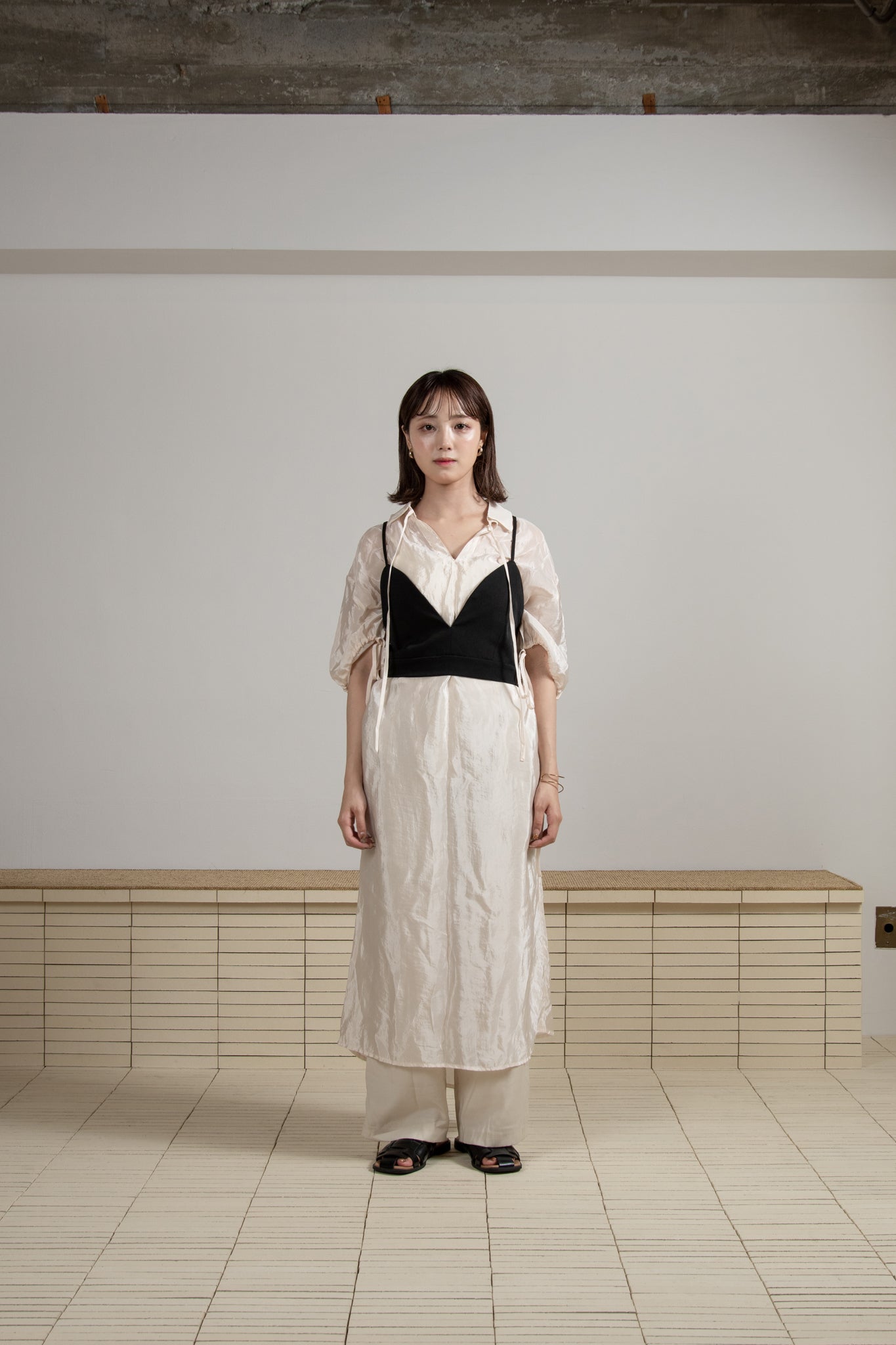 twill cross camisole bustier