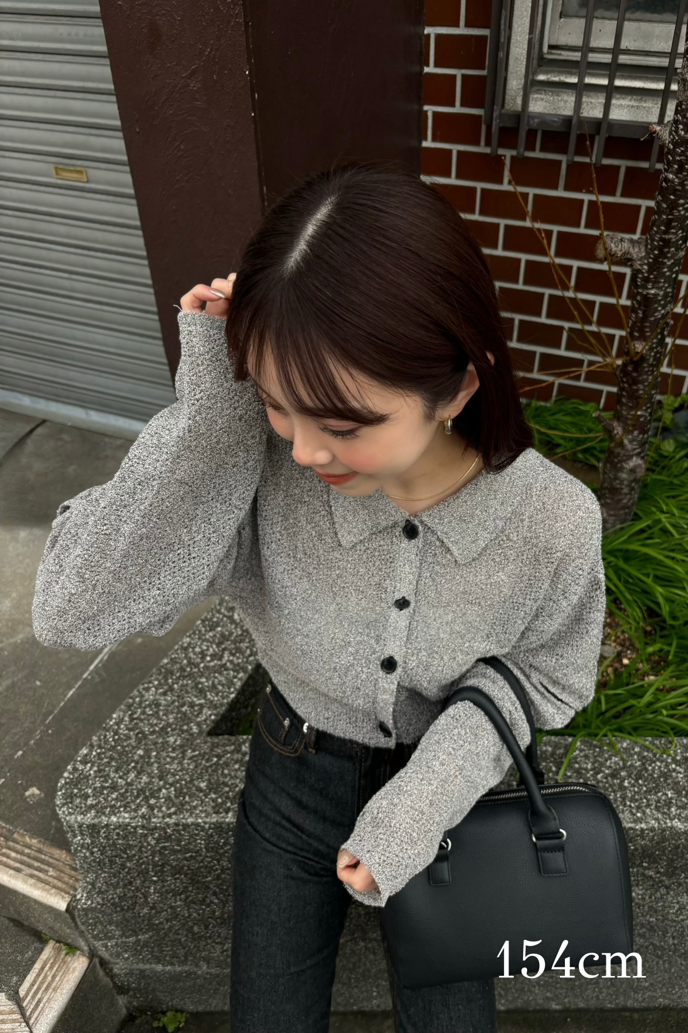 pattern compact sleeve hole knit