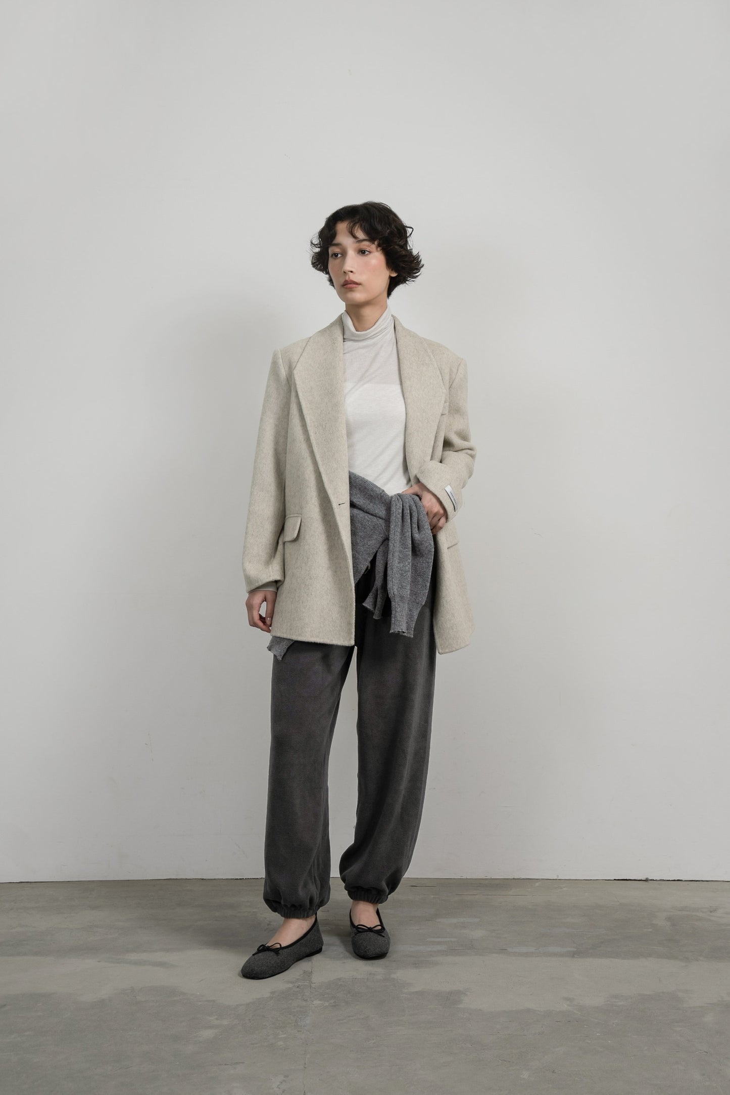 handmade trapezoid collar jacket coat