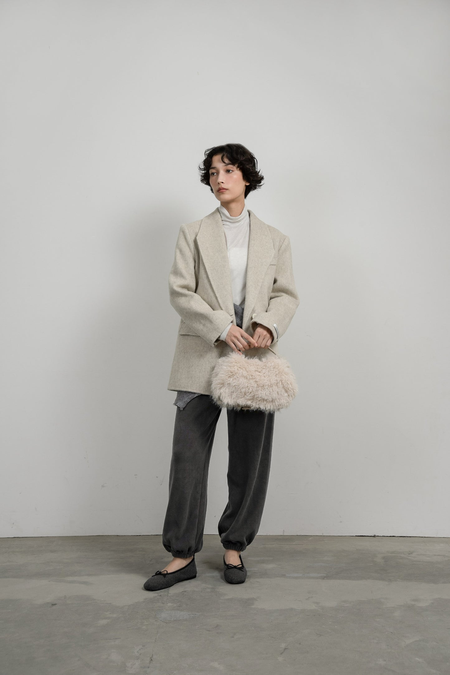 handmade trapezoid collar jacket coat