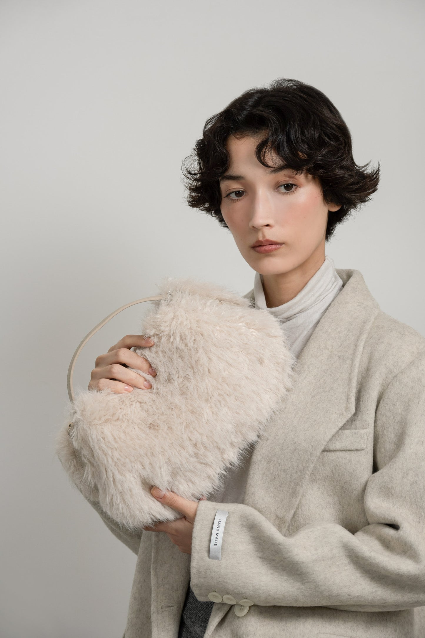 handmade trapezoid collar jacket coat