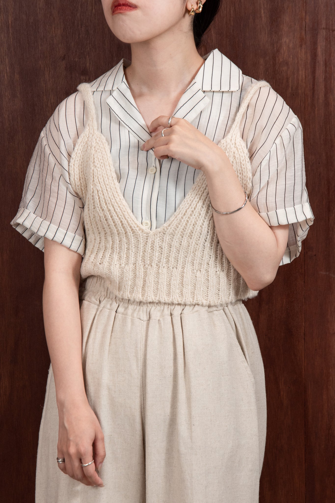 sheer striped shirt