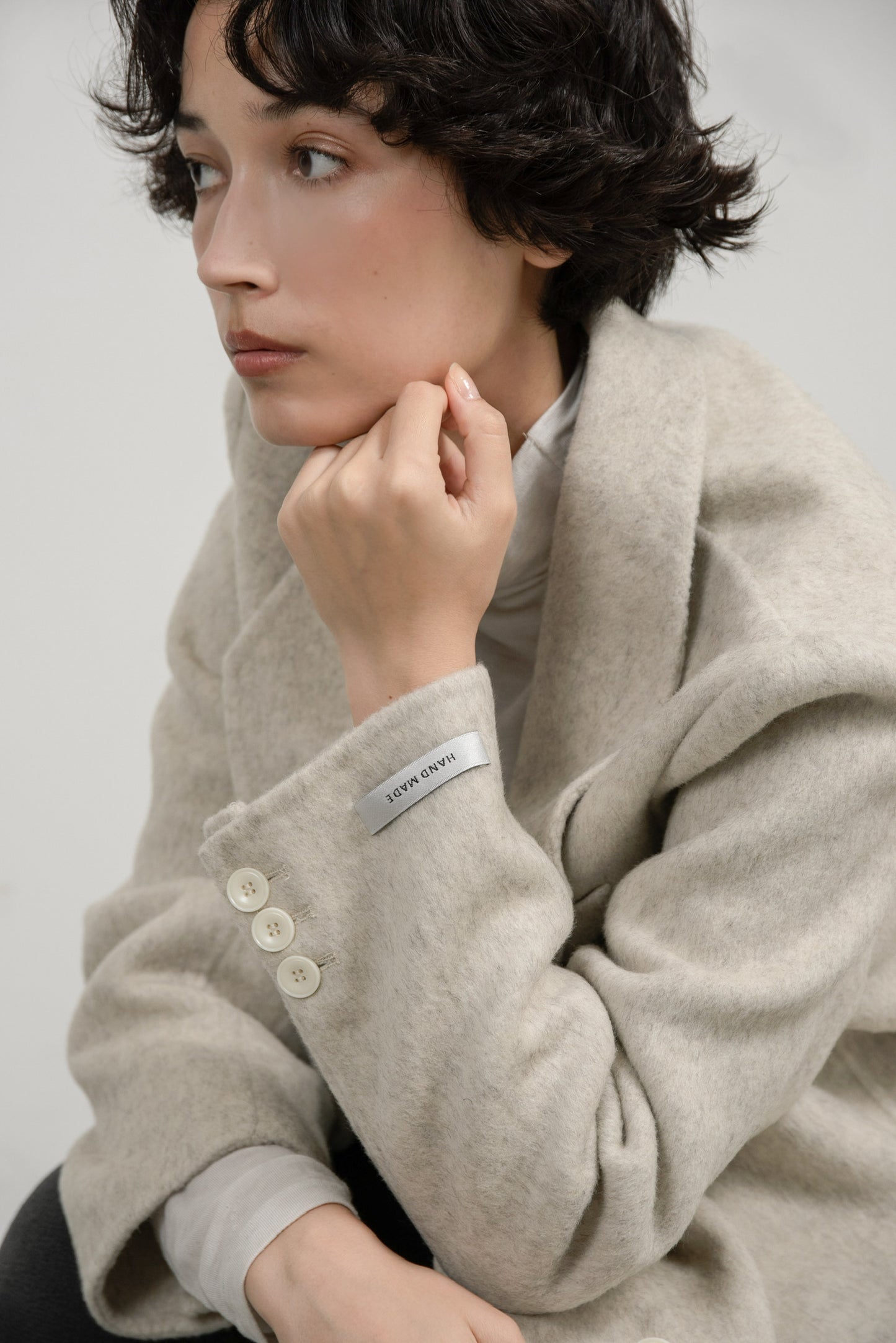 handmade trapezoid collar jacket coat