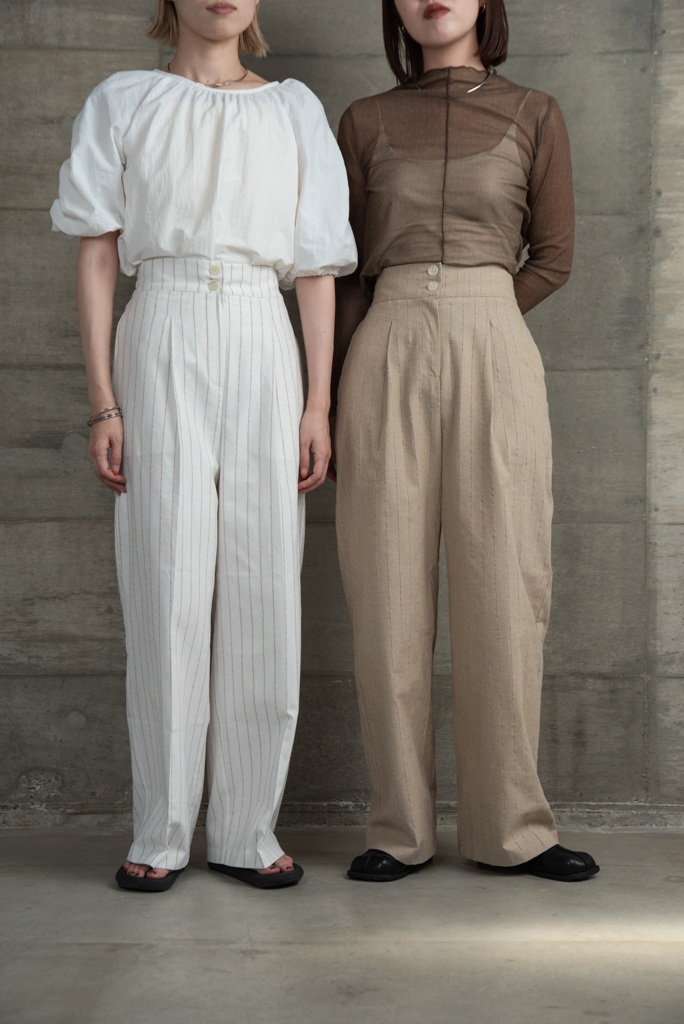 stripe front button pants