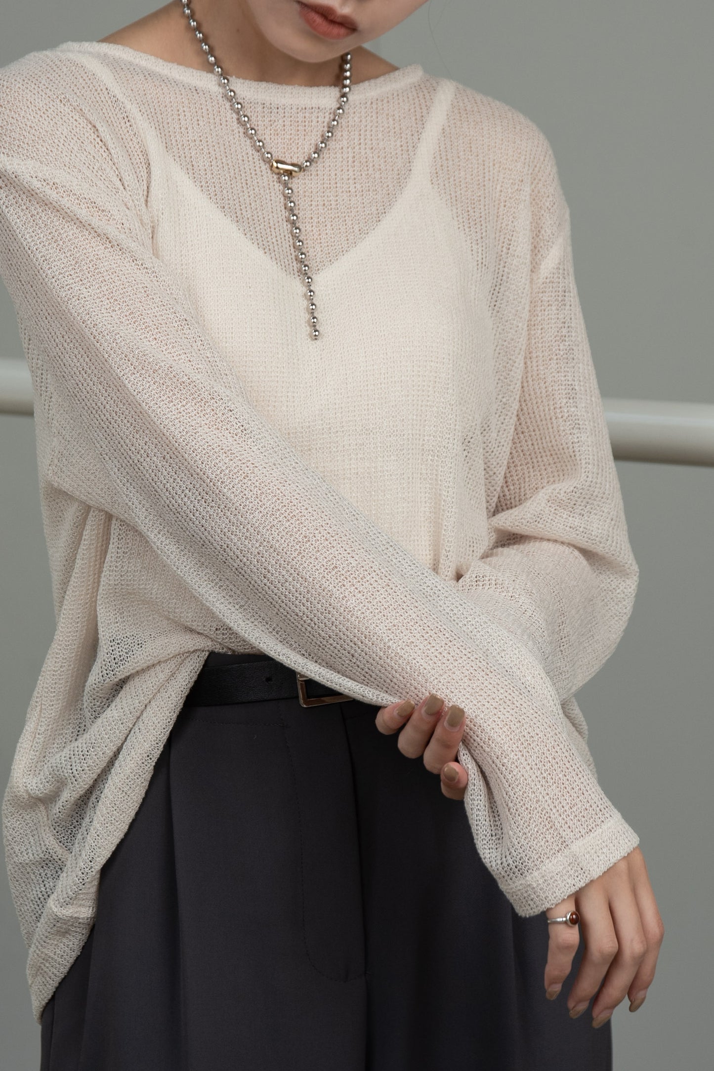 natural sheer knit tops