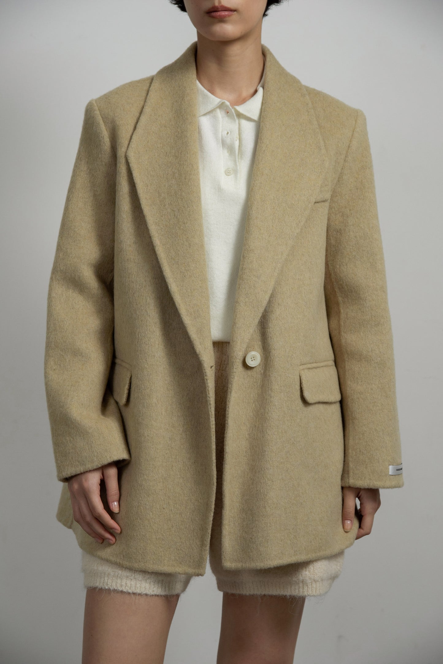 handmade trapezoid collar jacket coat