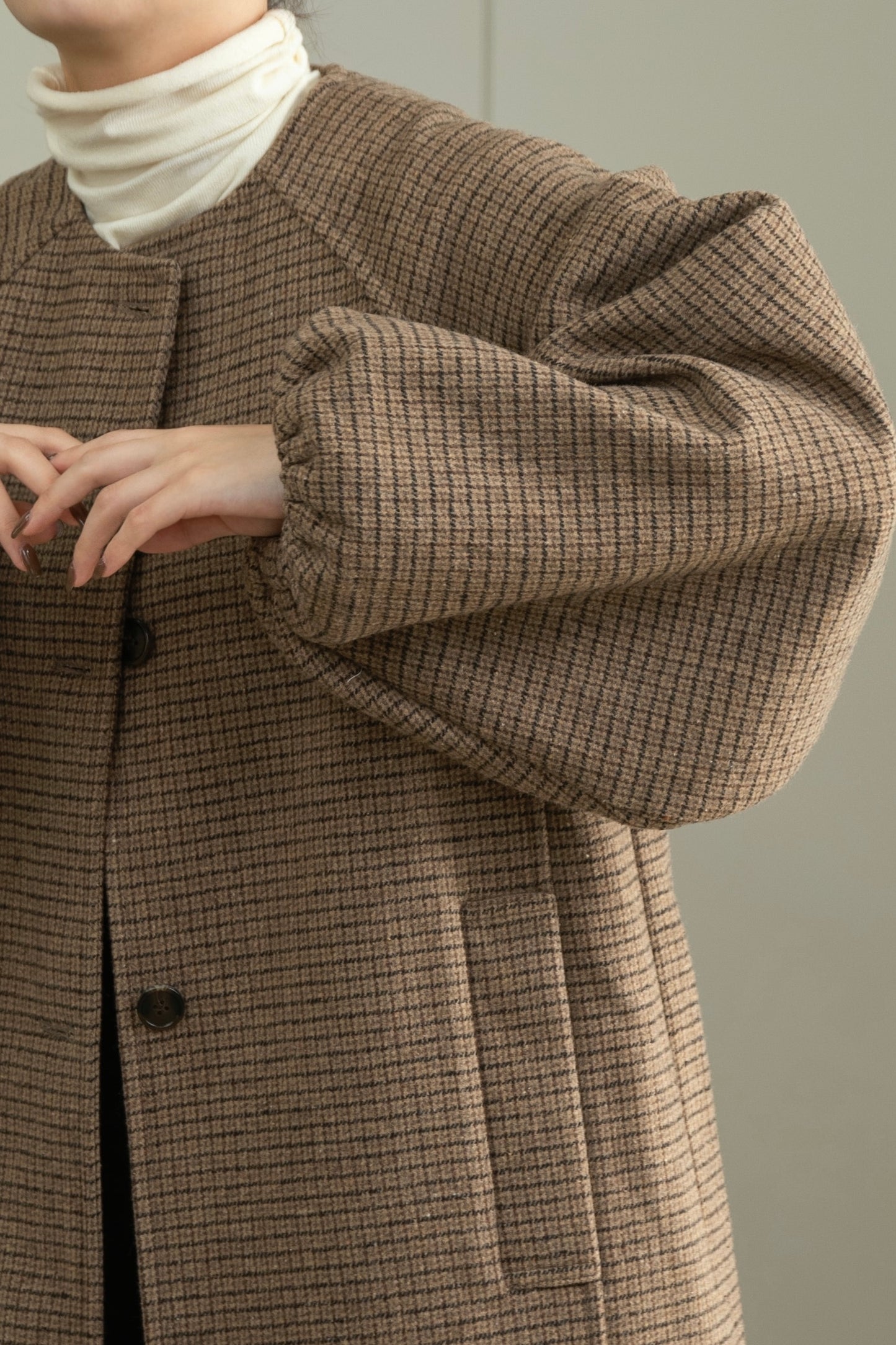raglan sleeve check midi outer