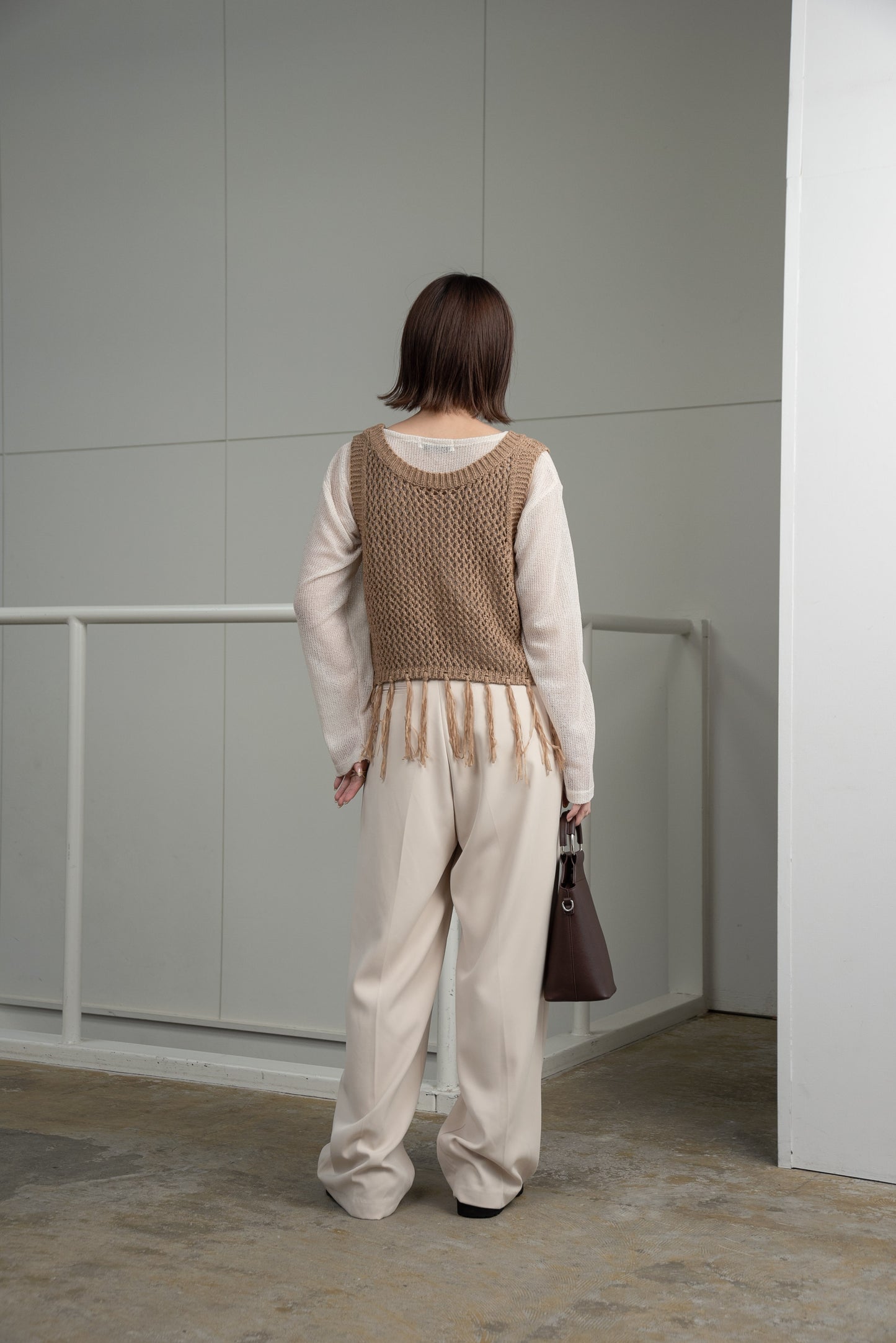 fringe pattern knit vest