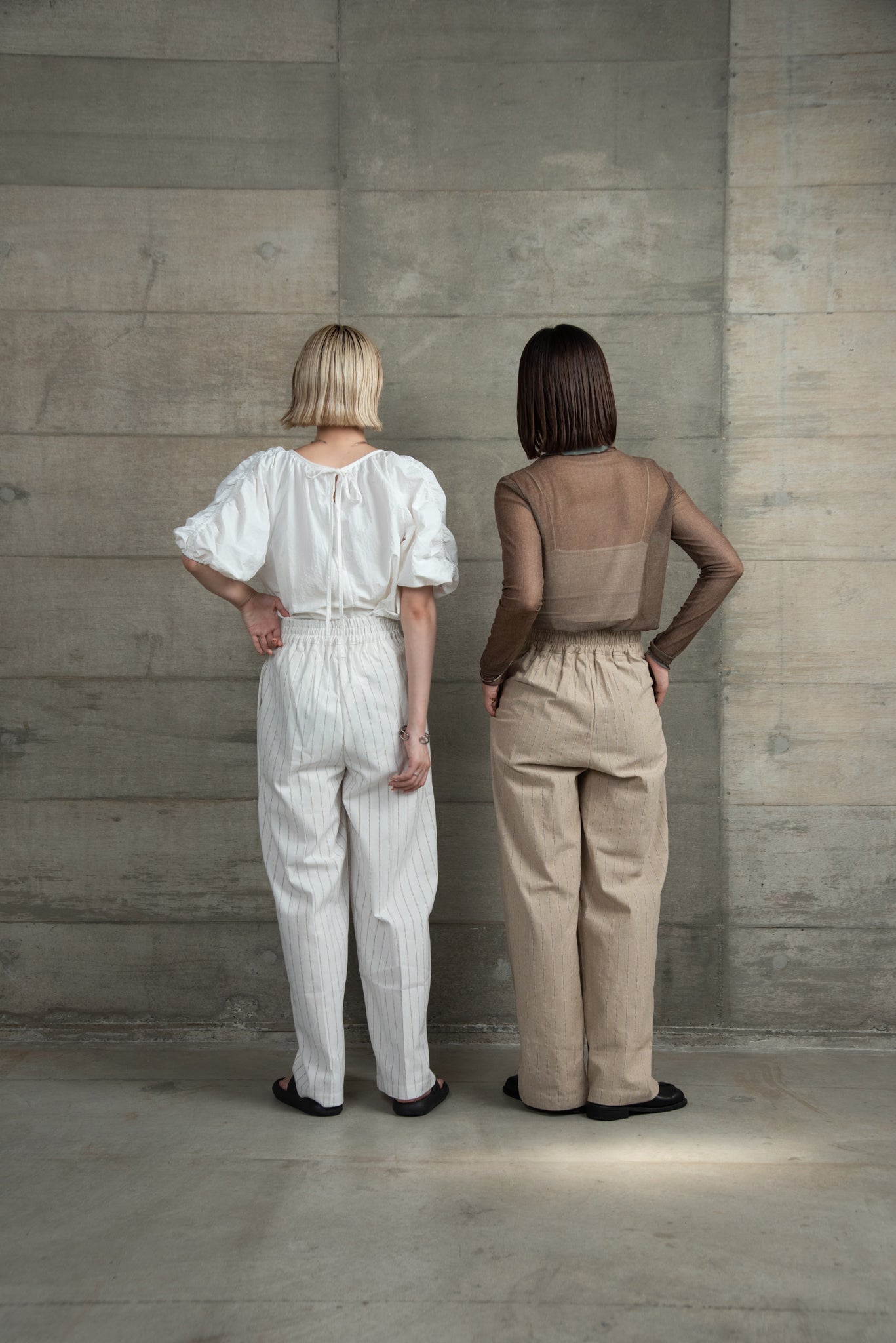 stripe front button pants