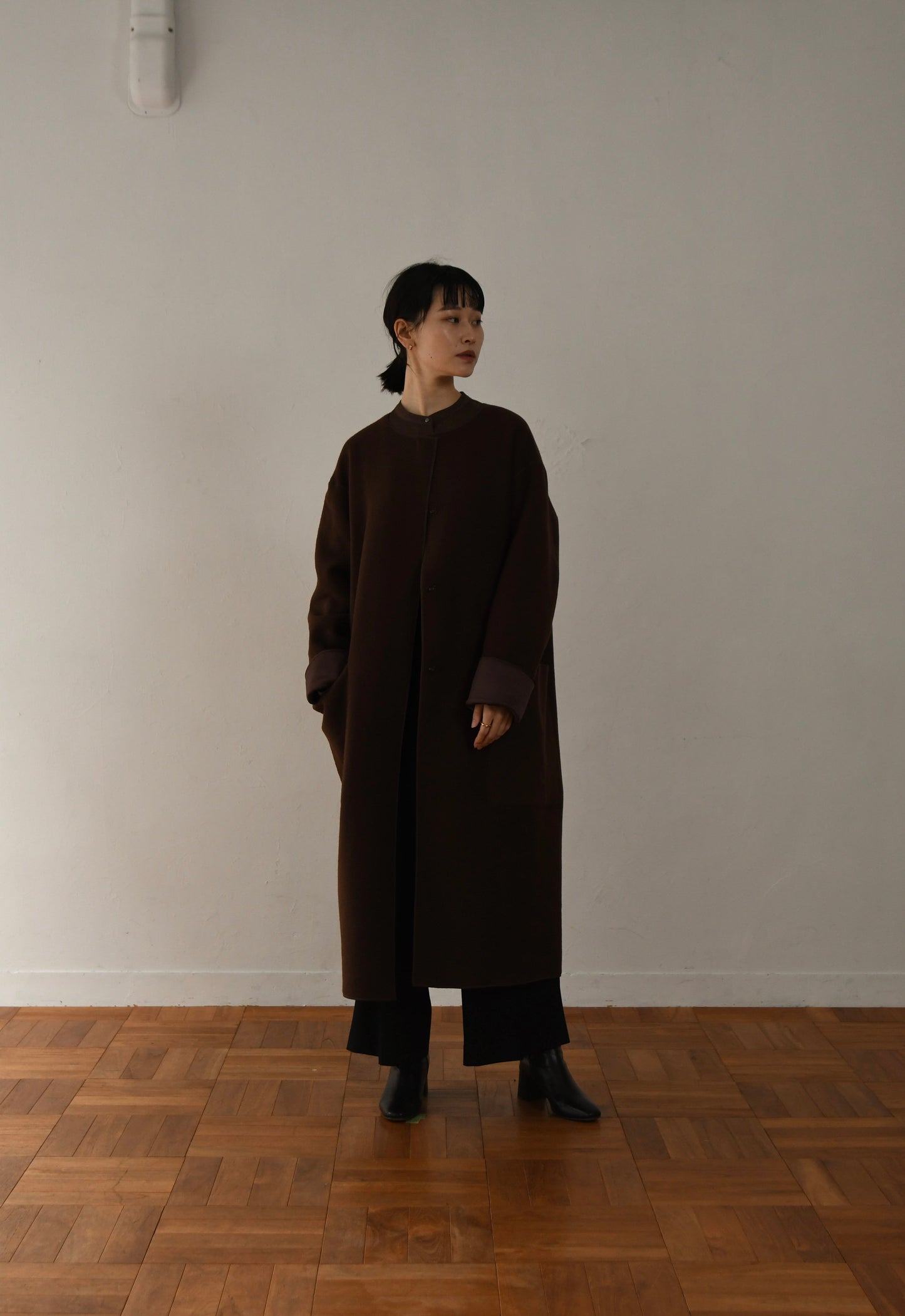reversible wool long coat