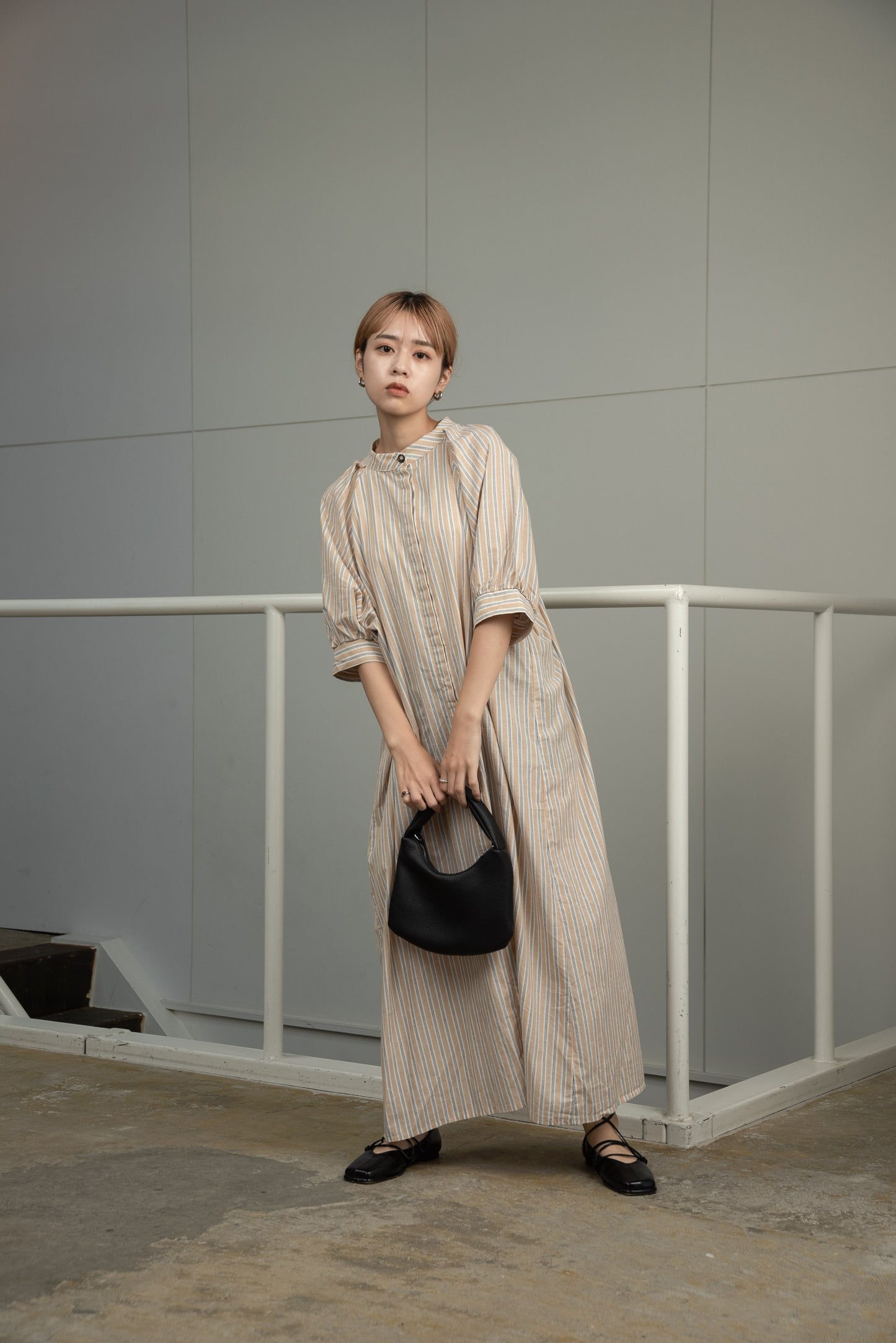 stripe shoulder tuck shirt ops