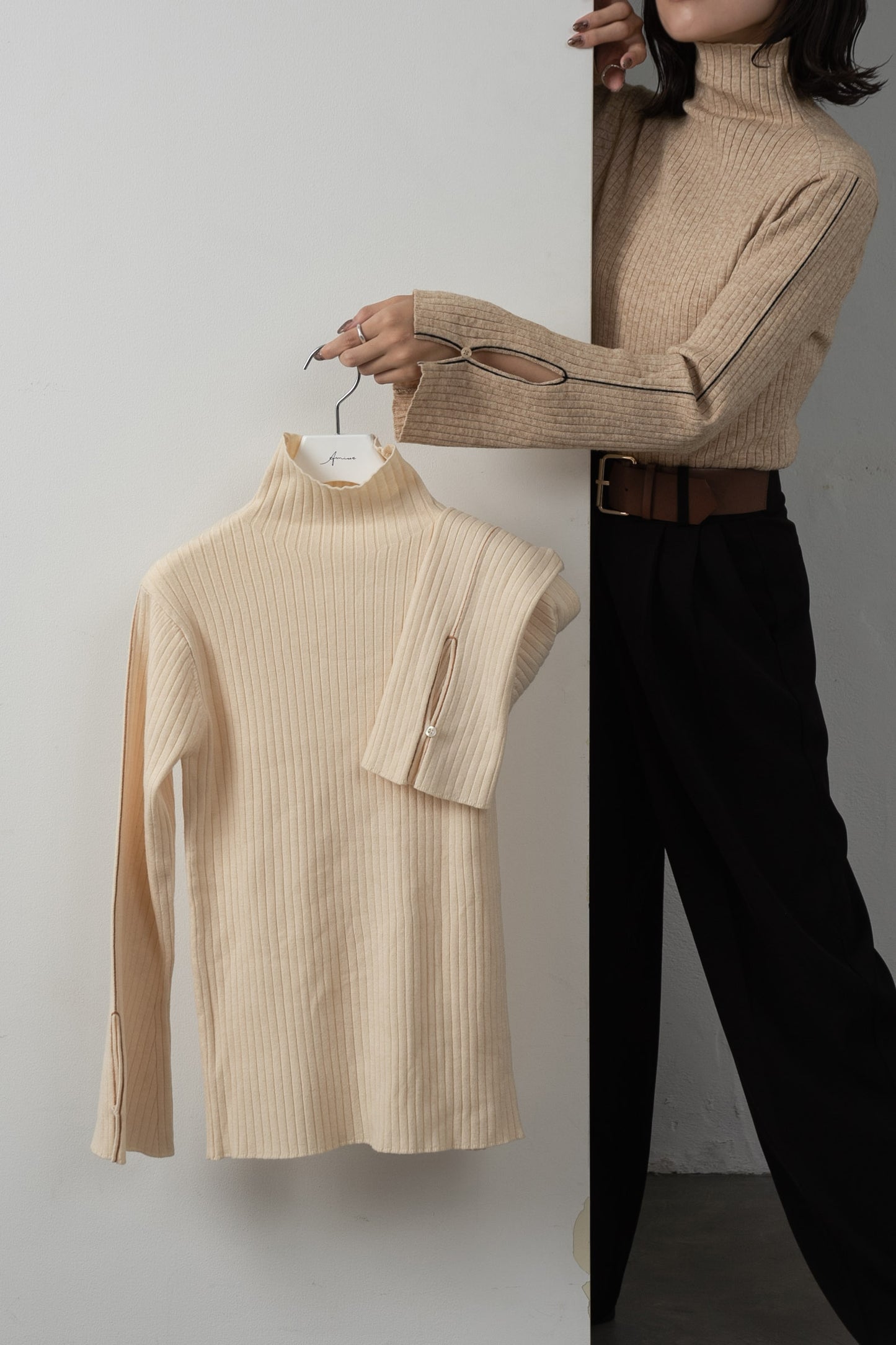 smart piping compact rib knit