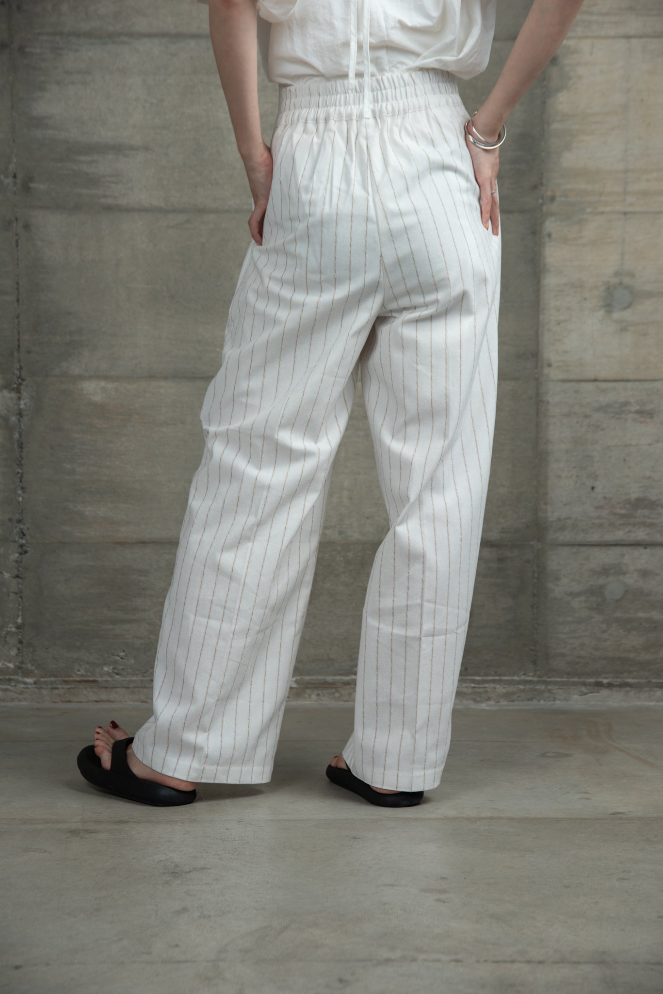 stripe front button pants