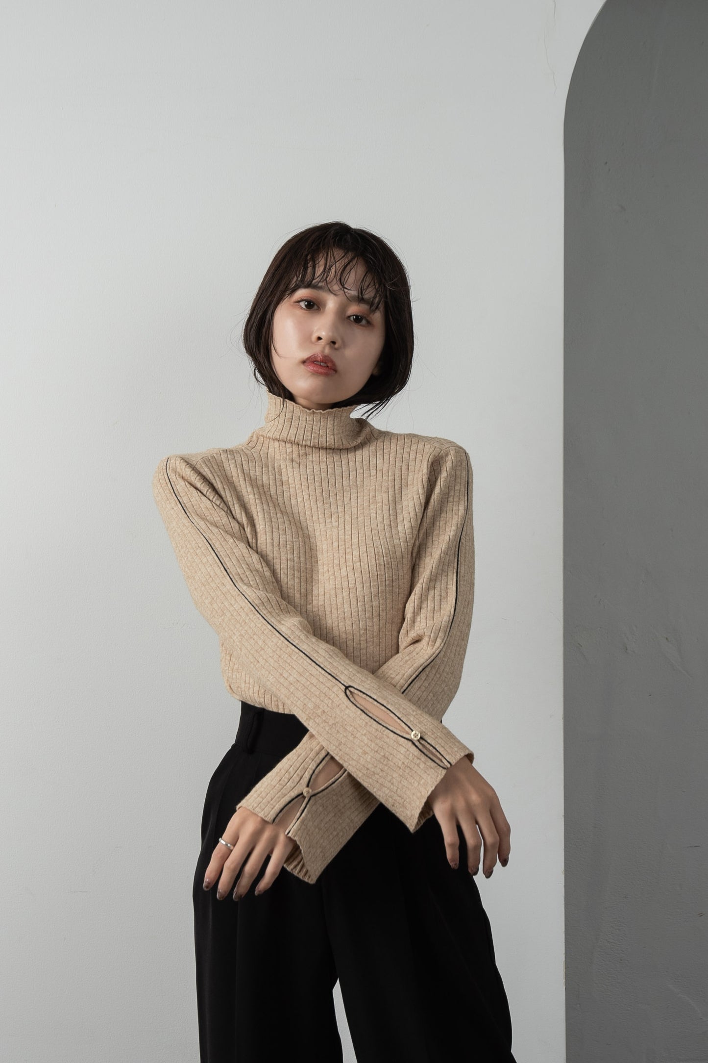 smart piping compact rib knit