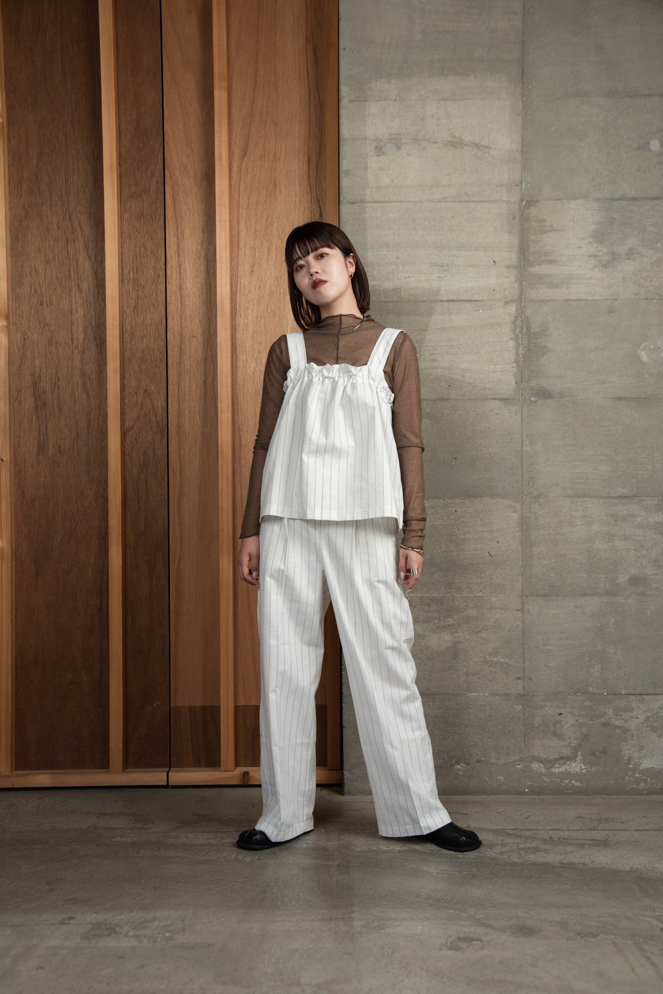 stripe shirring bustier