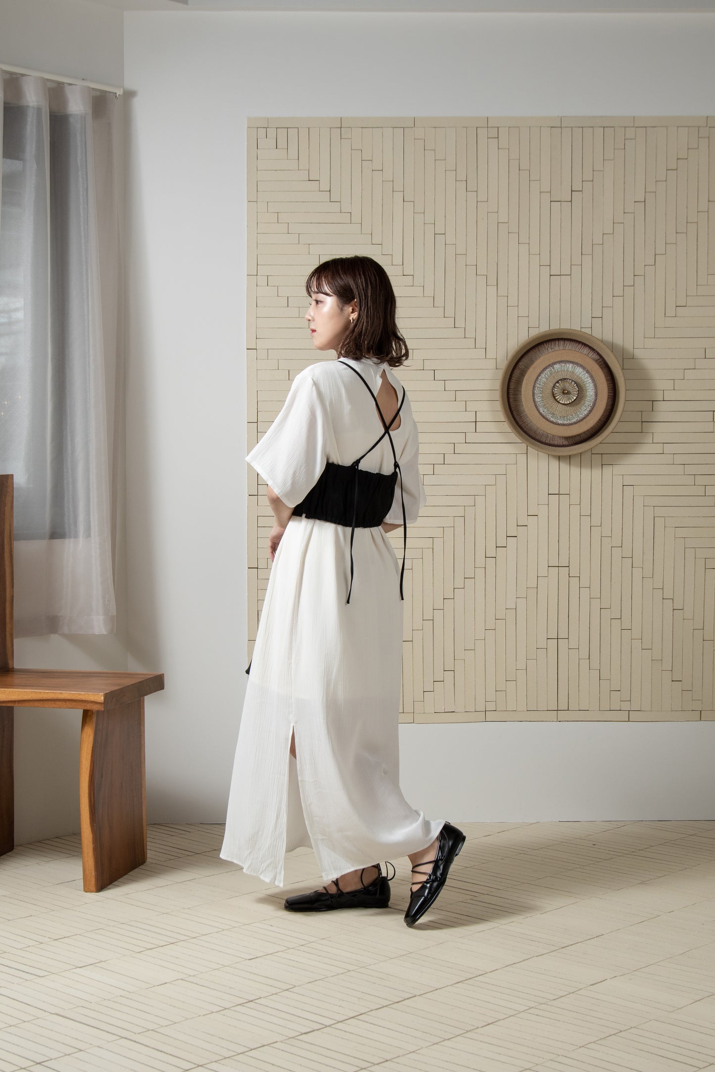twill cross camisole bustier