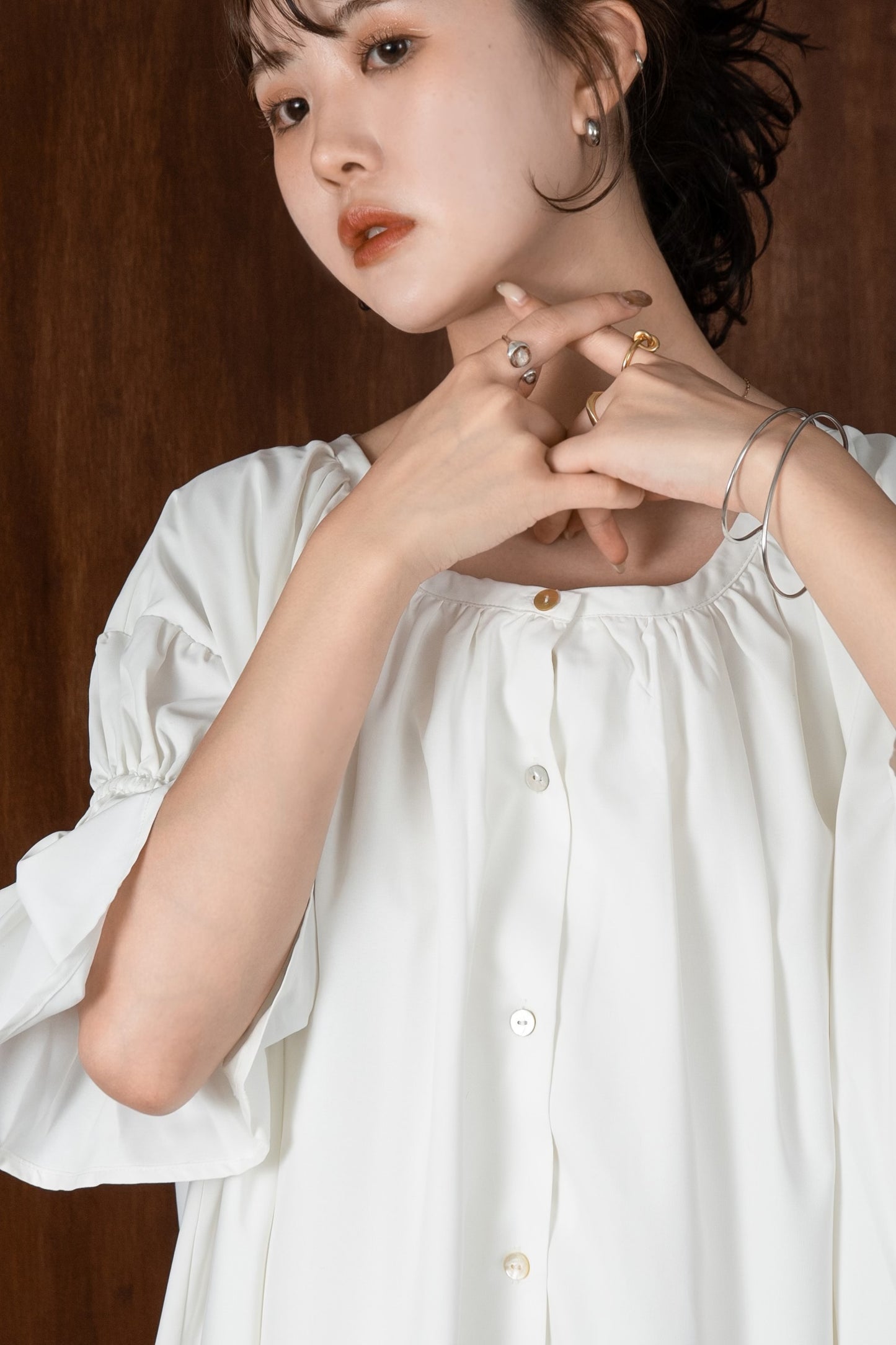 shirring flare sleeve ops