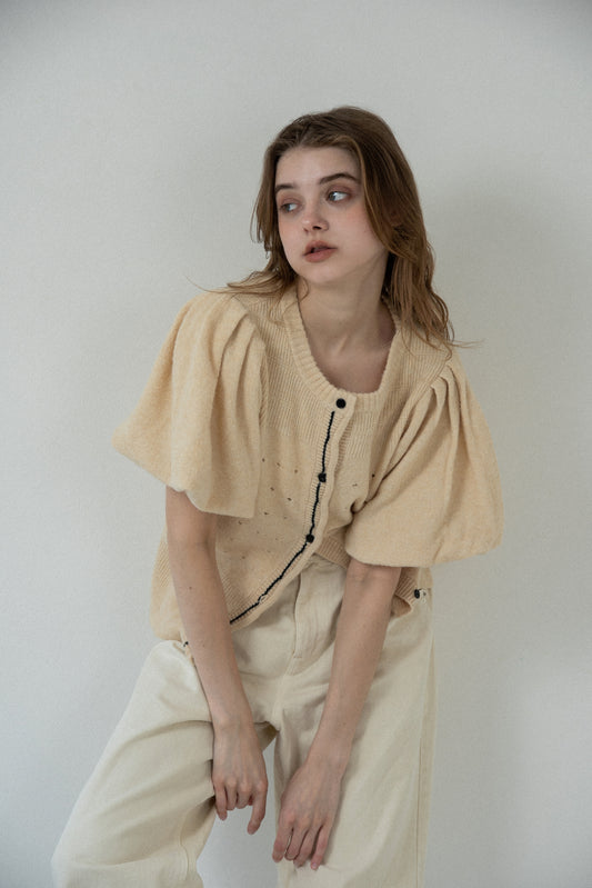 front curl line puff sleeve tops