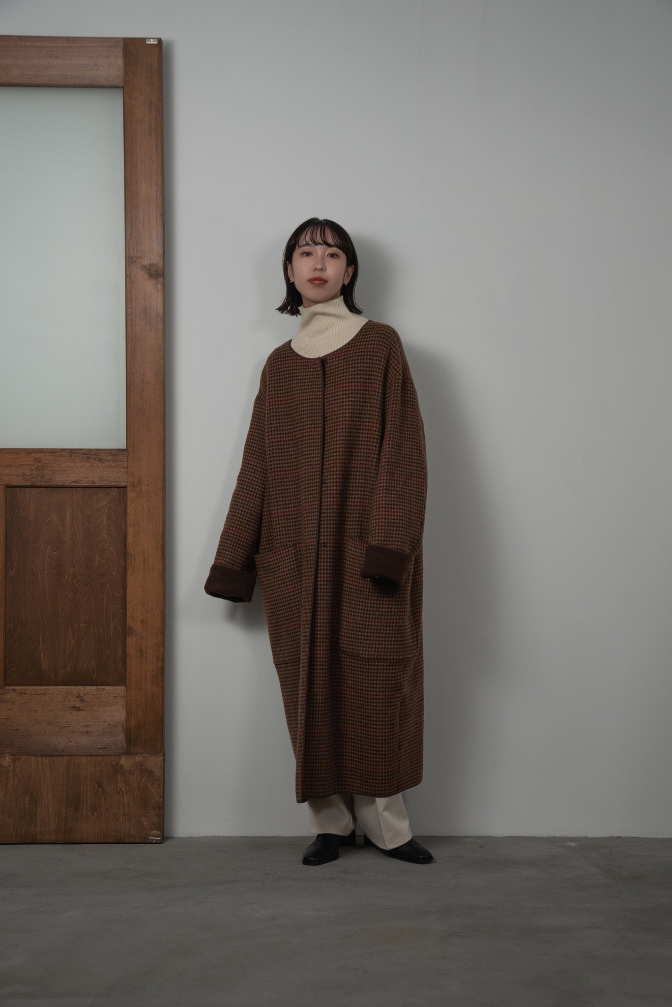 reversible wool long coat