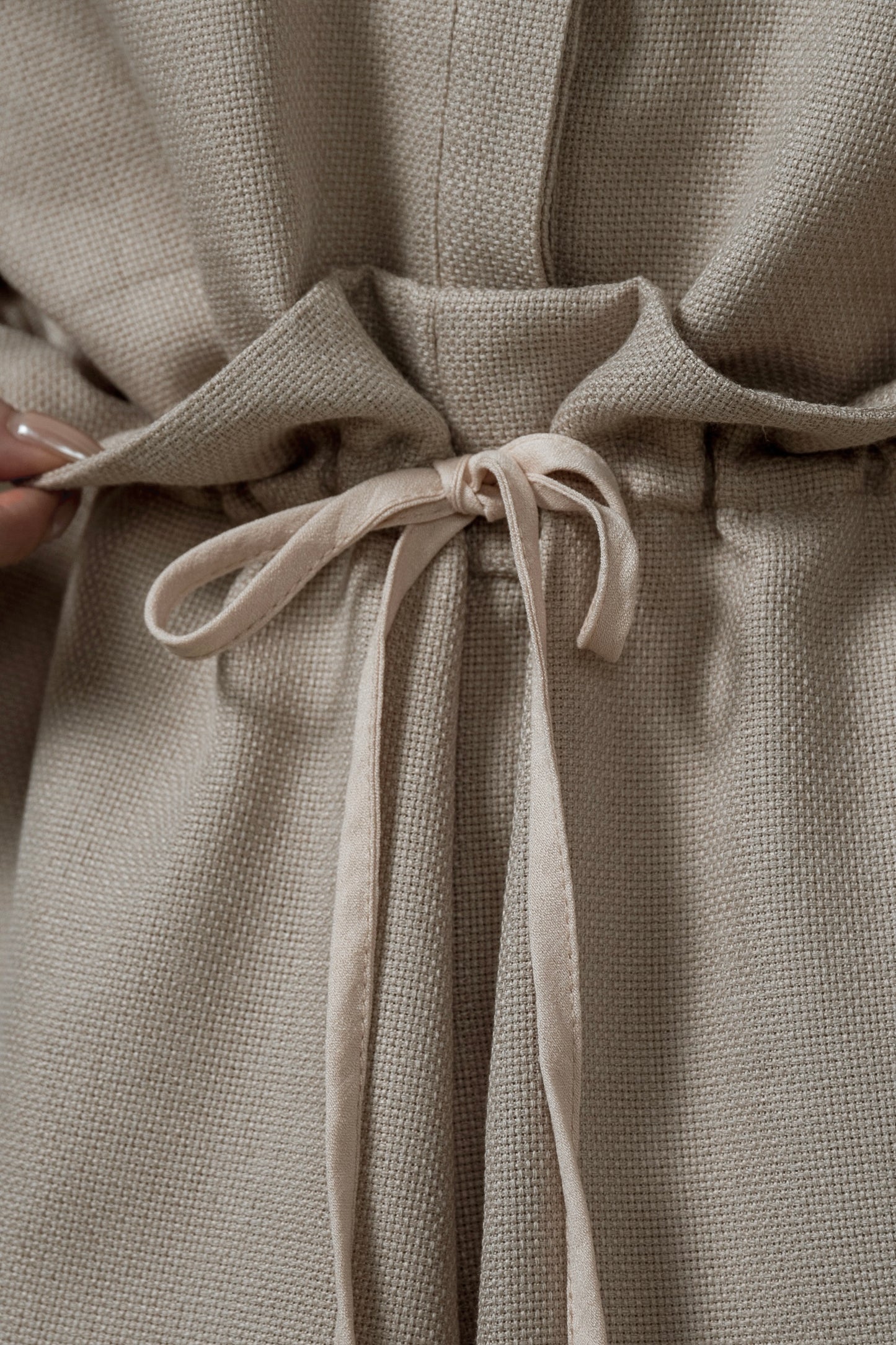 volume sleeve waist gather combinaison