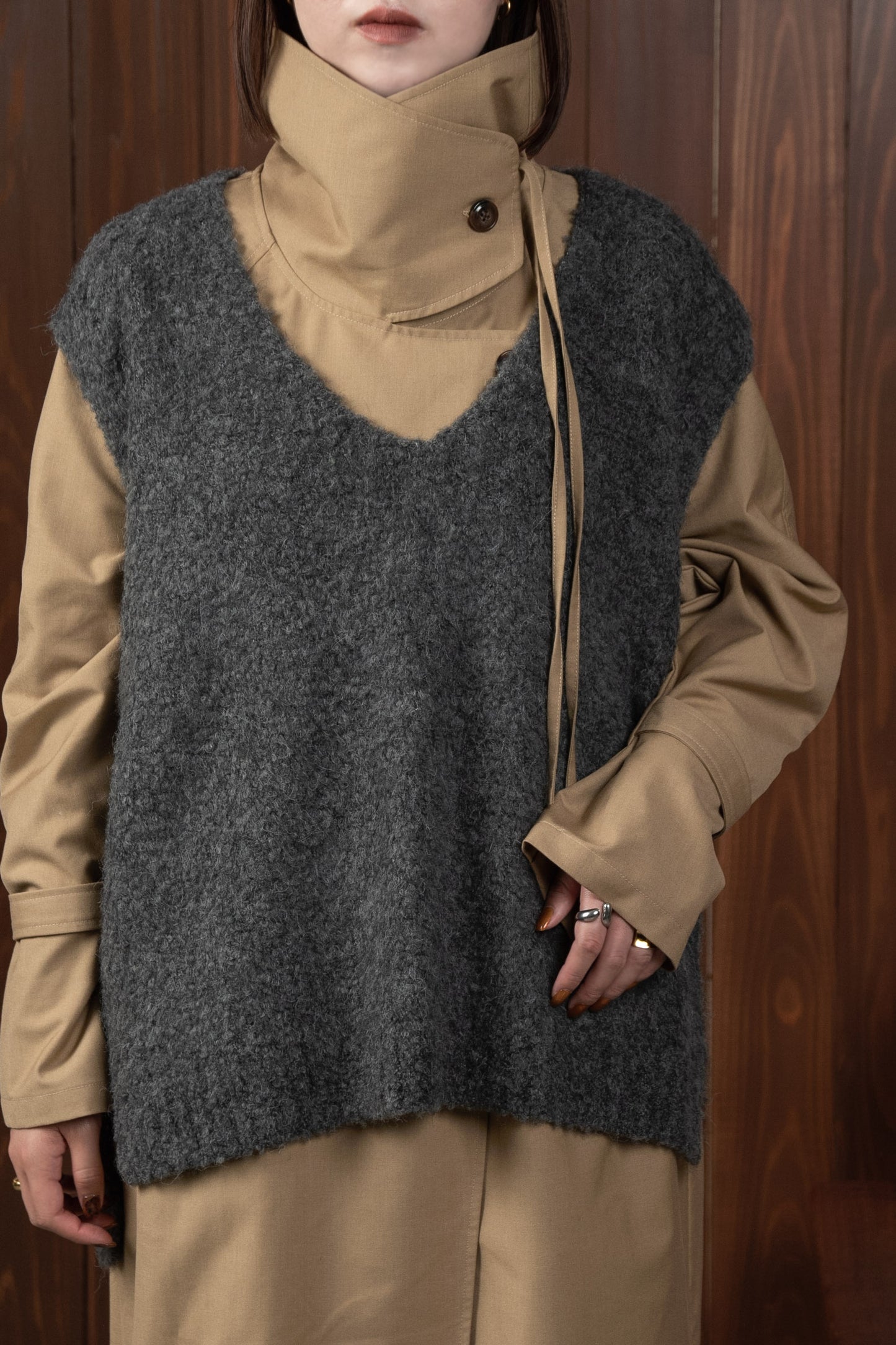 arrange square collar trench coat