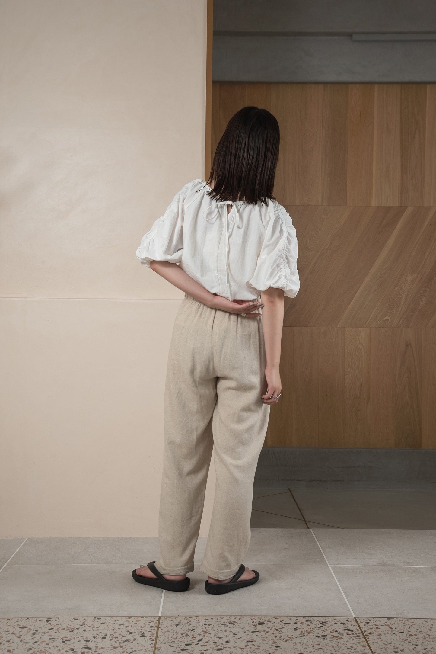 raglan sleeve gather blouse