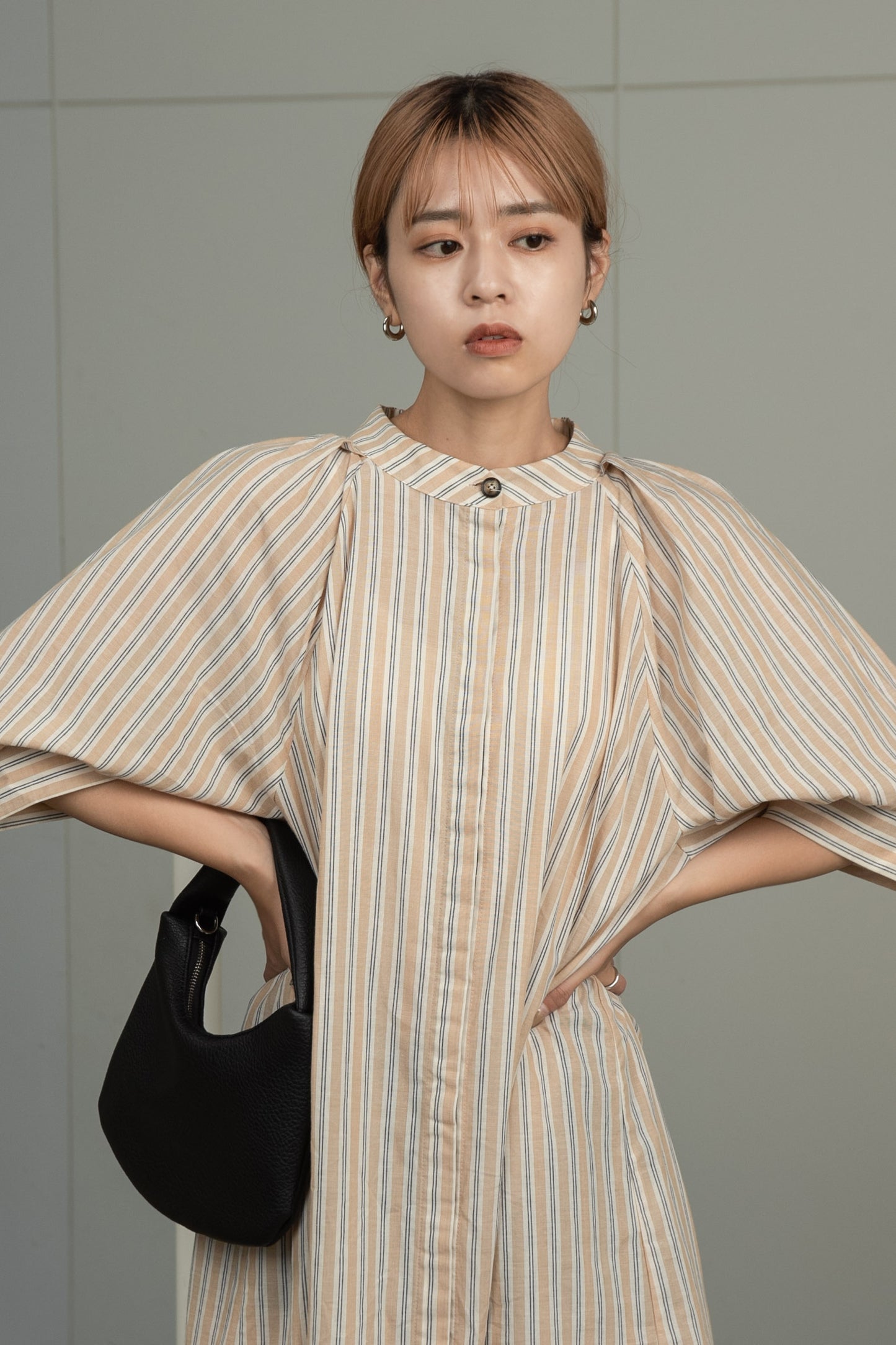 stripe shoulder tuck shirt ops