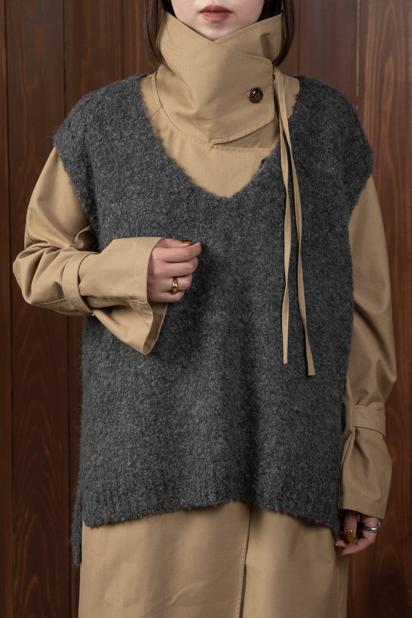 arrange square collar trench coat