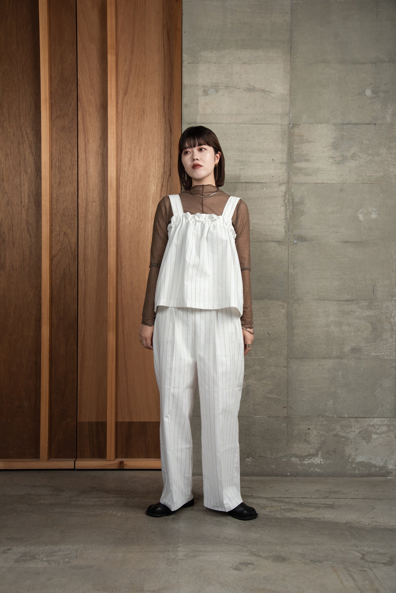 stripe shirring bustier