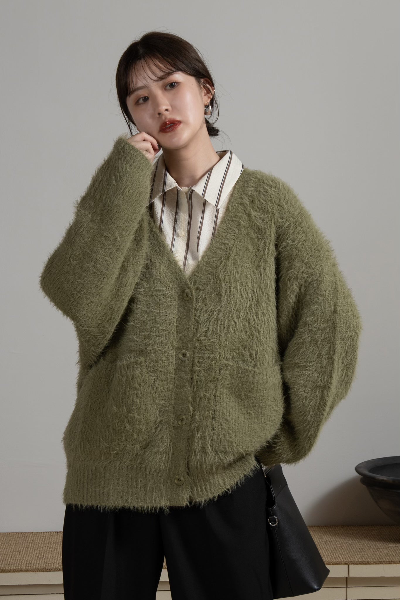 shaggy over size cardigan