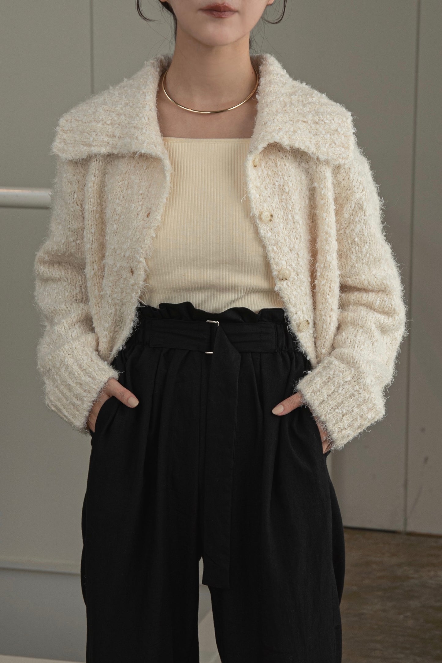 big collar knit cardigan