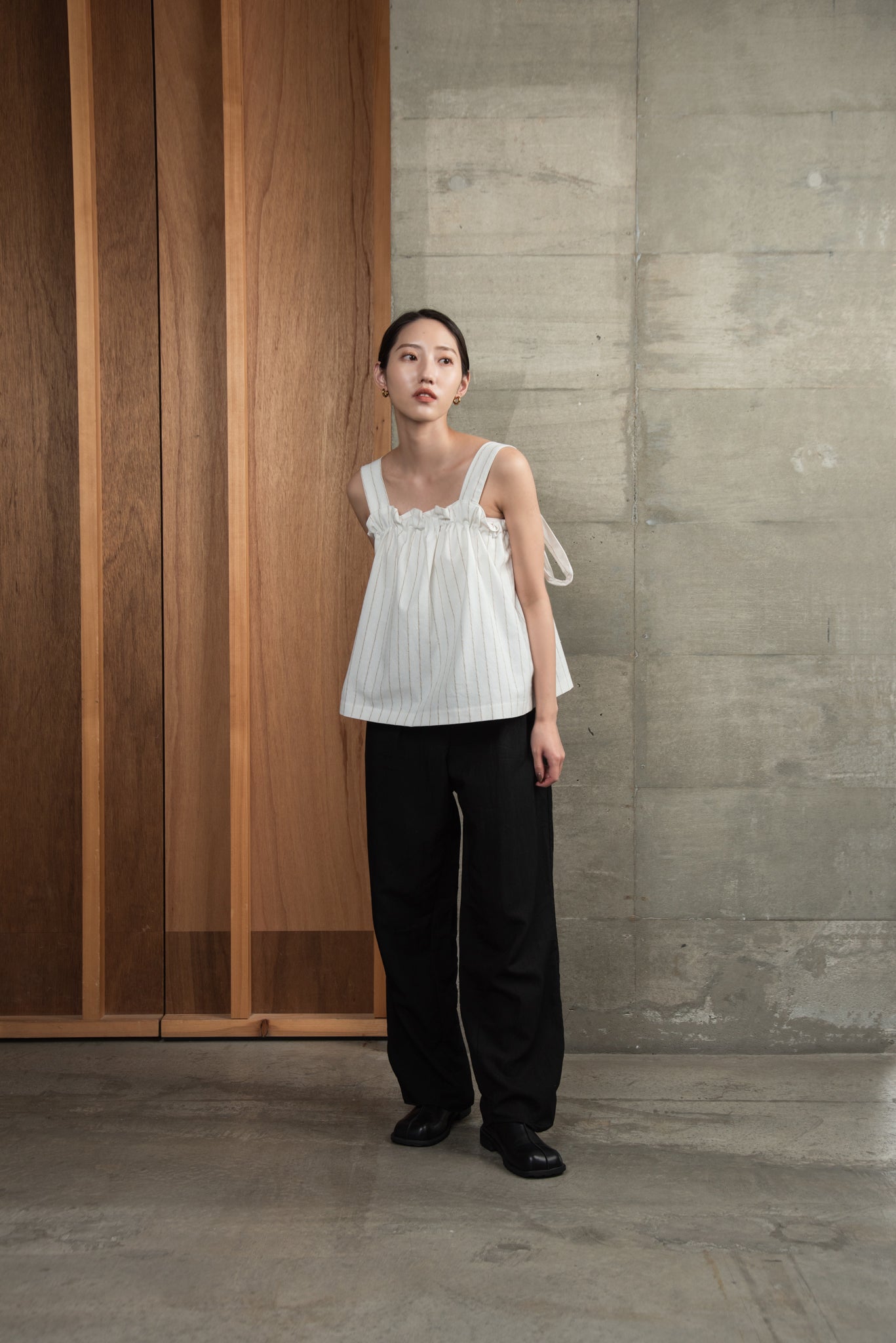 stripe shirring bustier