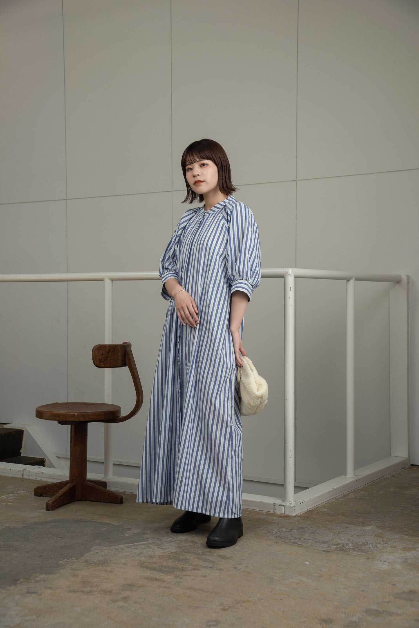 stripe shoulder tuck shirt ops