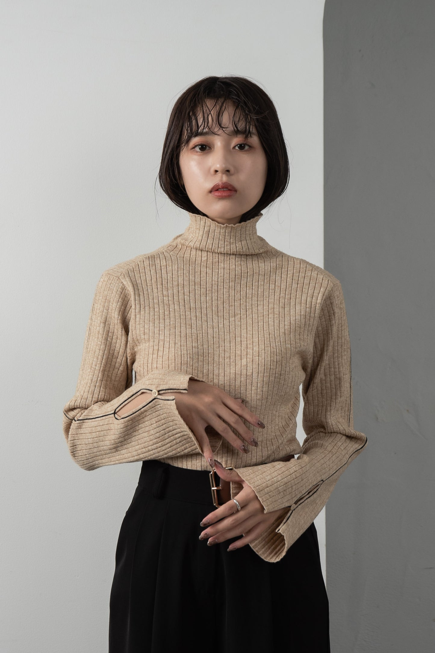 smart piping compact rib knit