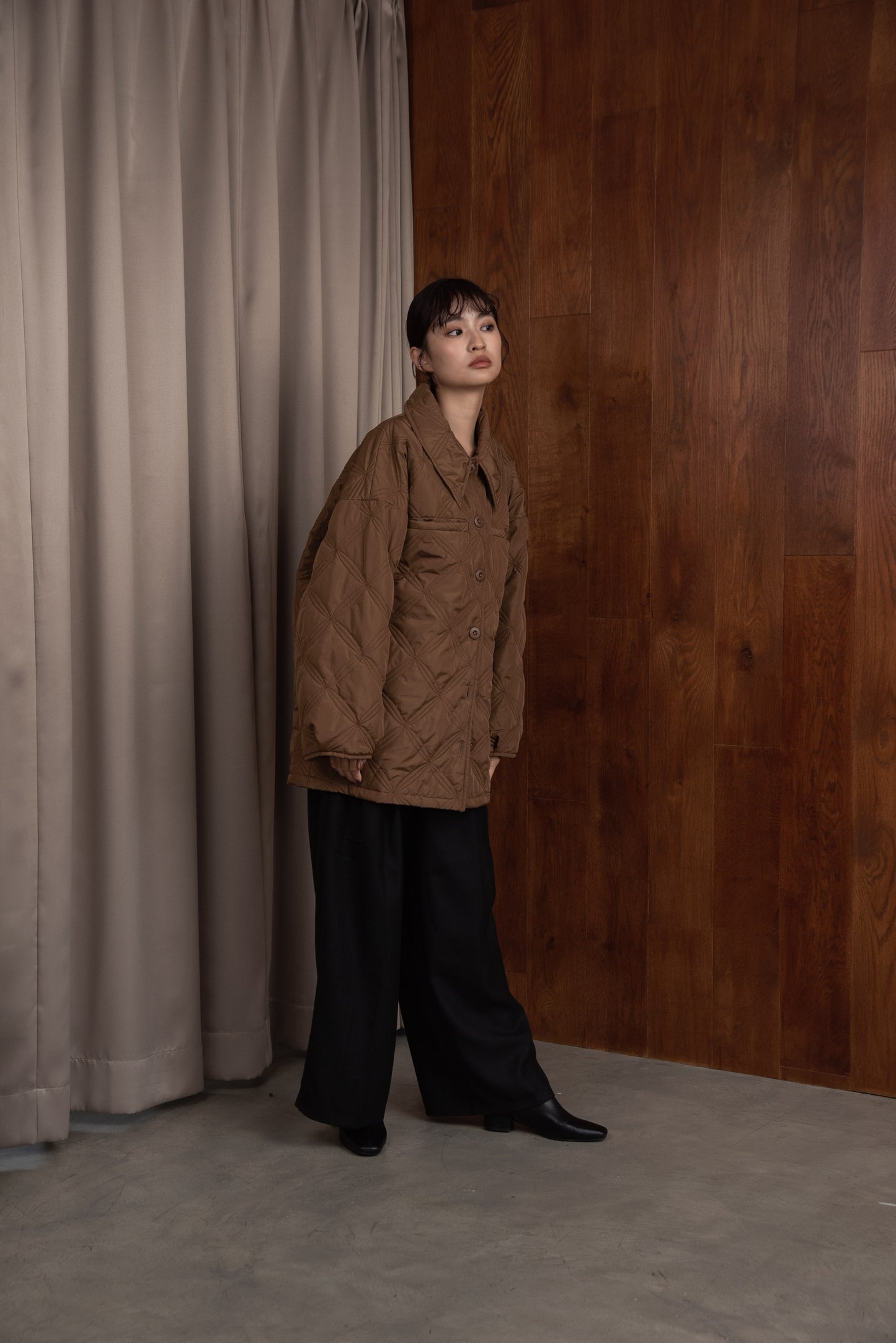 big collar quilting jacket