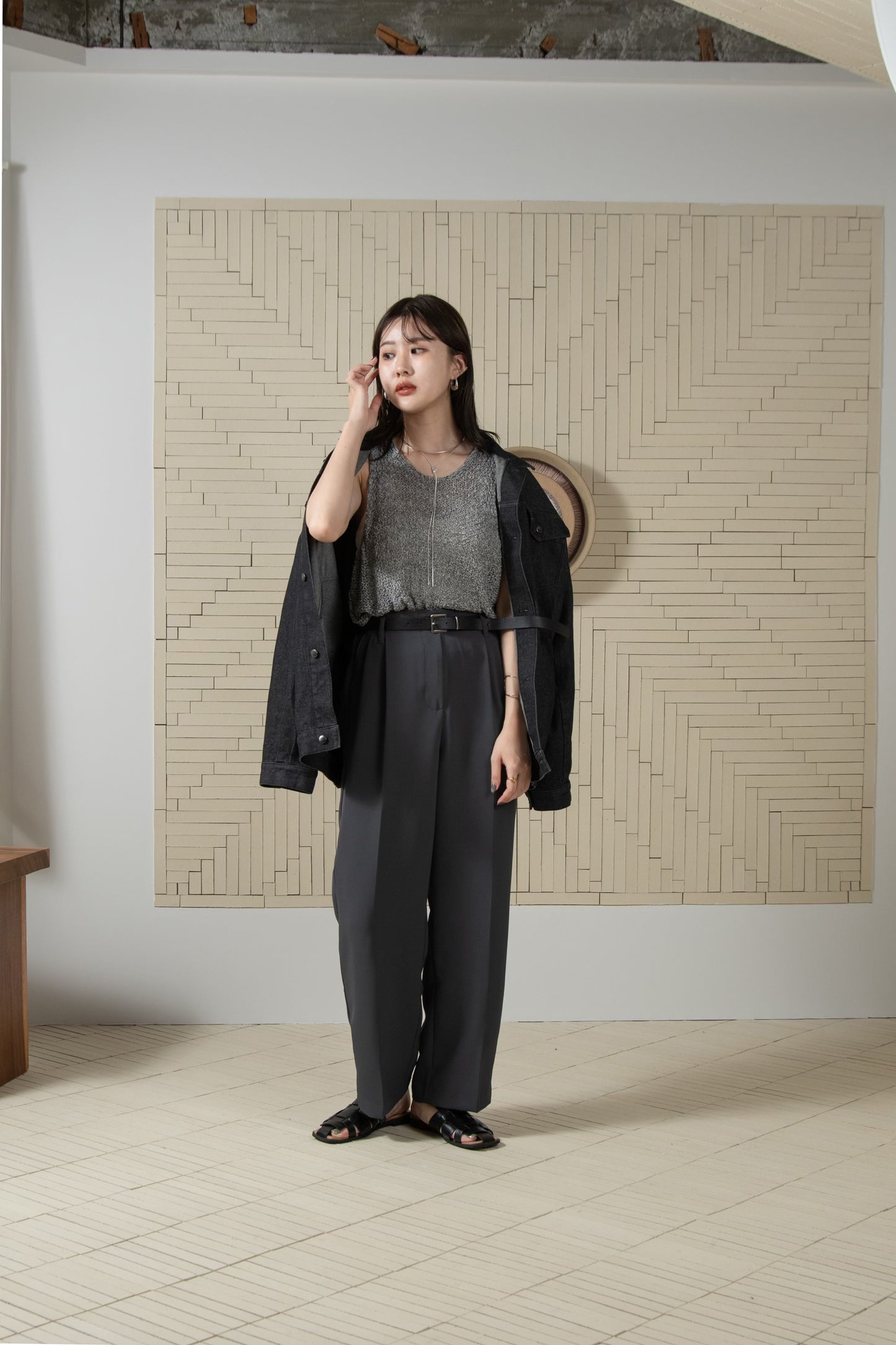 cross sheer knit tops