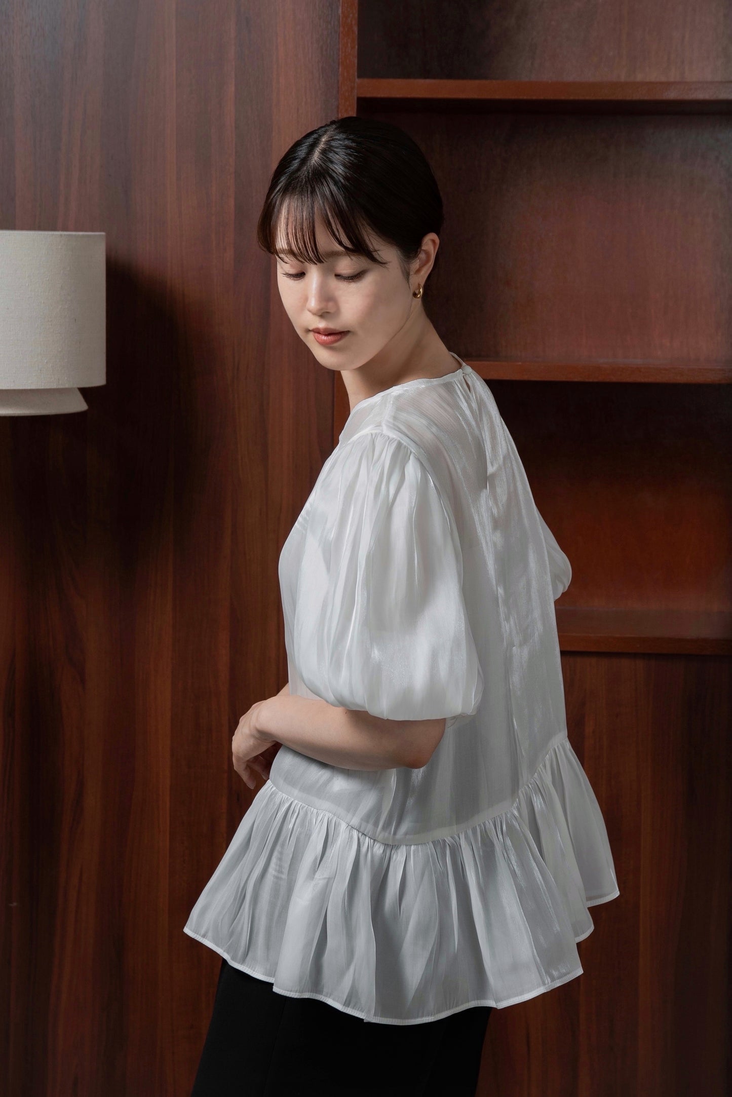 balloon sleeve luster blouse