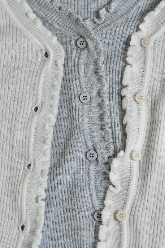 frill point short sleeve cardigan