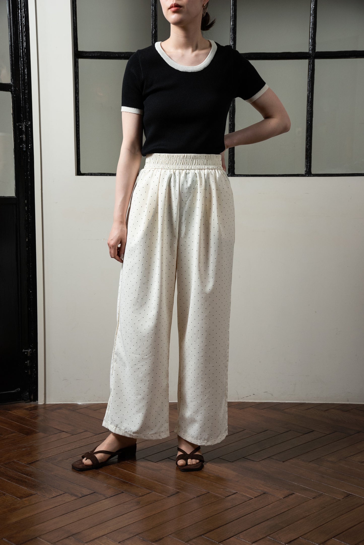 elastic waist dot pants