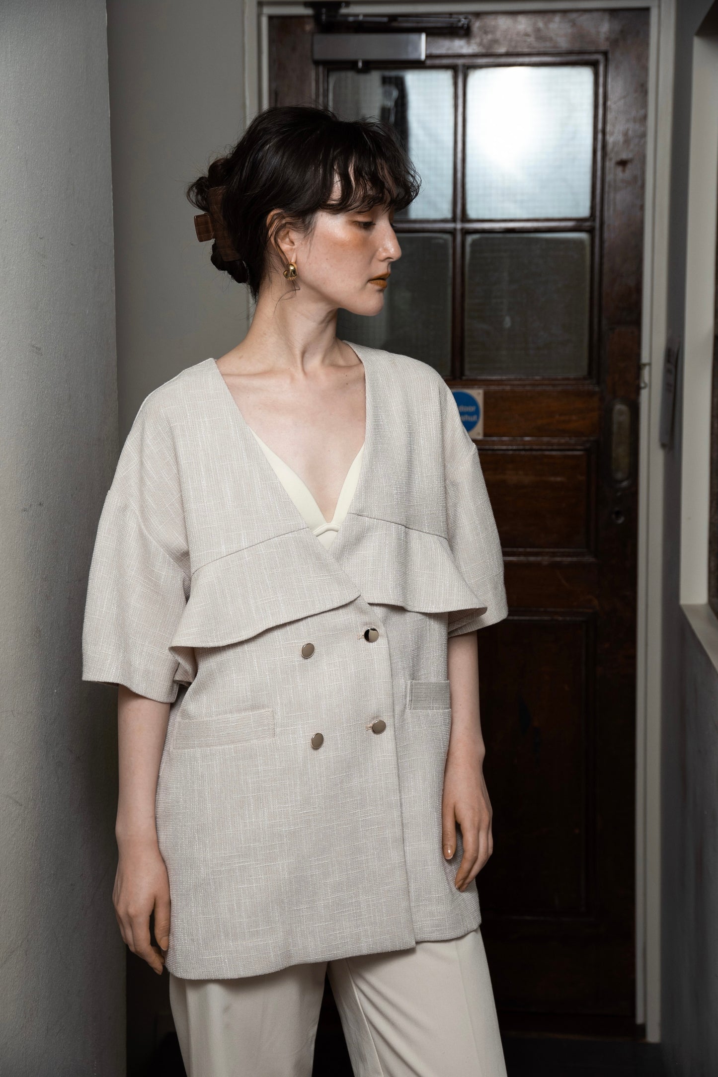 frill double button jacket