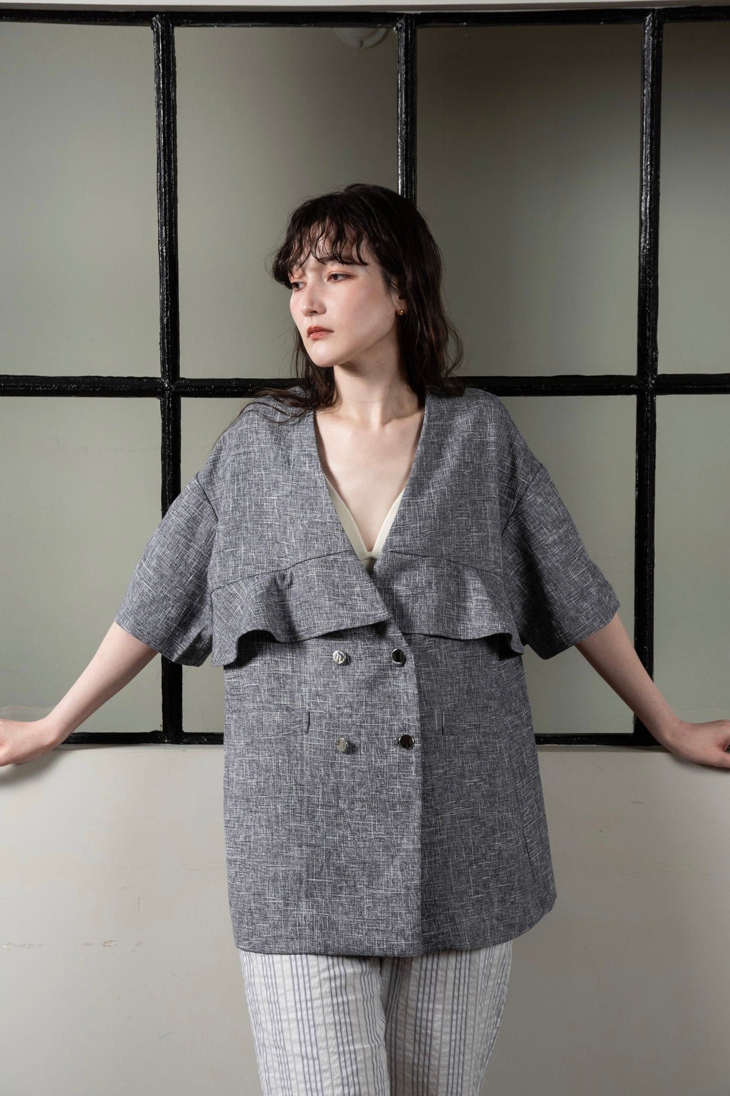 frill double button jacket