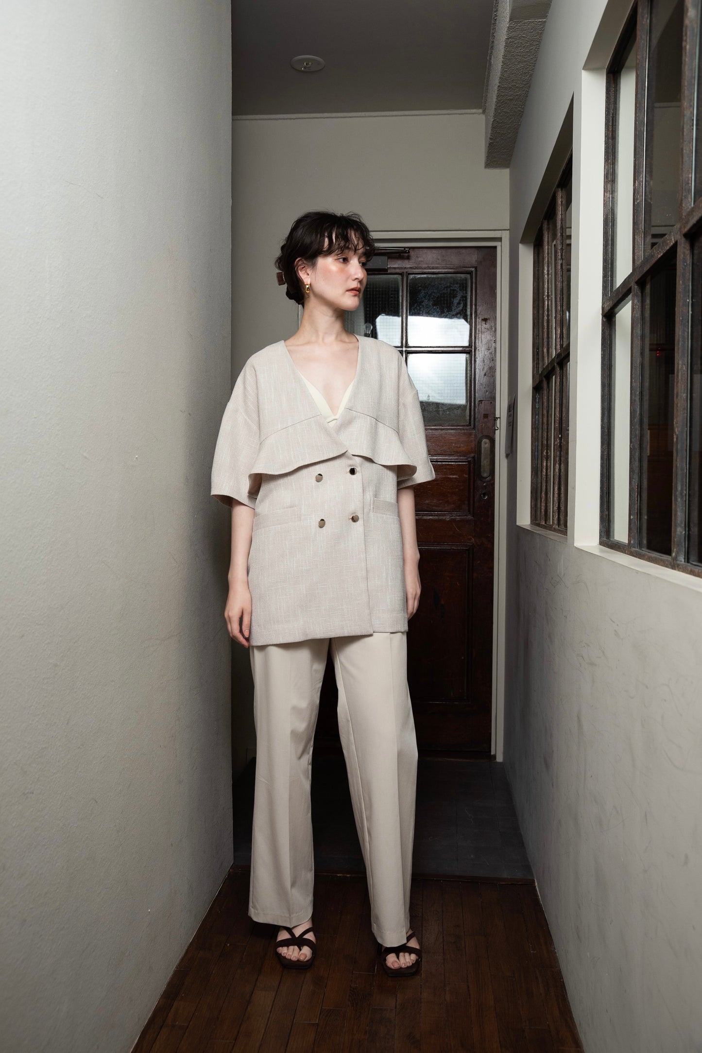 frill double button jacket
