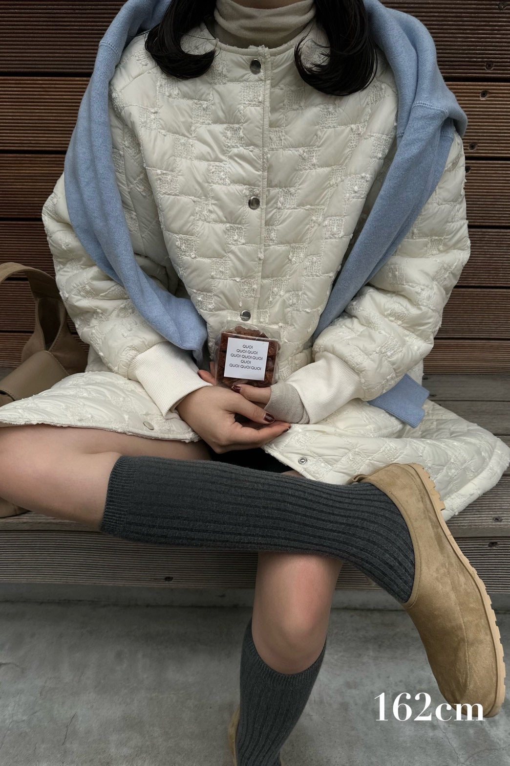 collarless square embroidery quilting coat