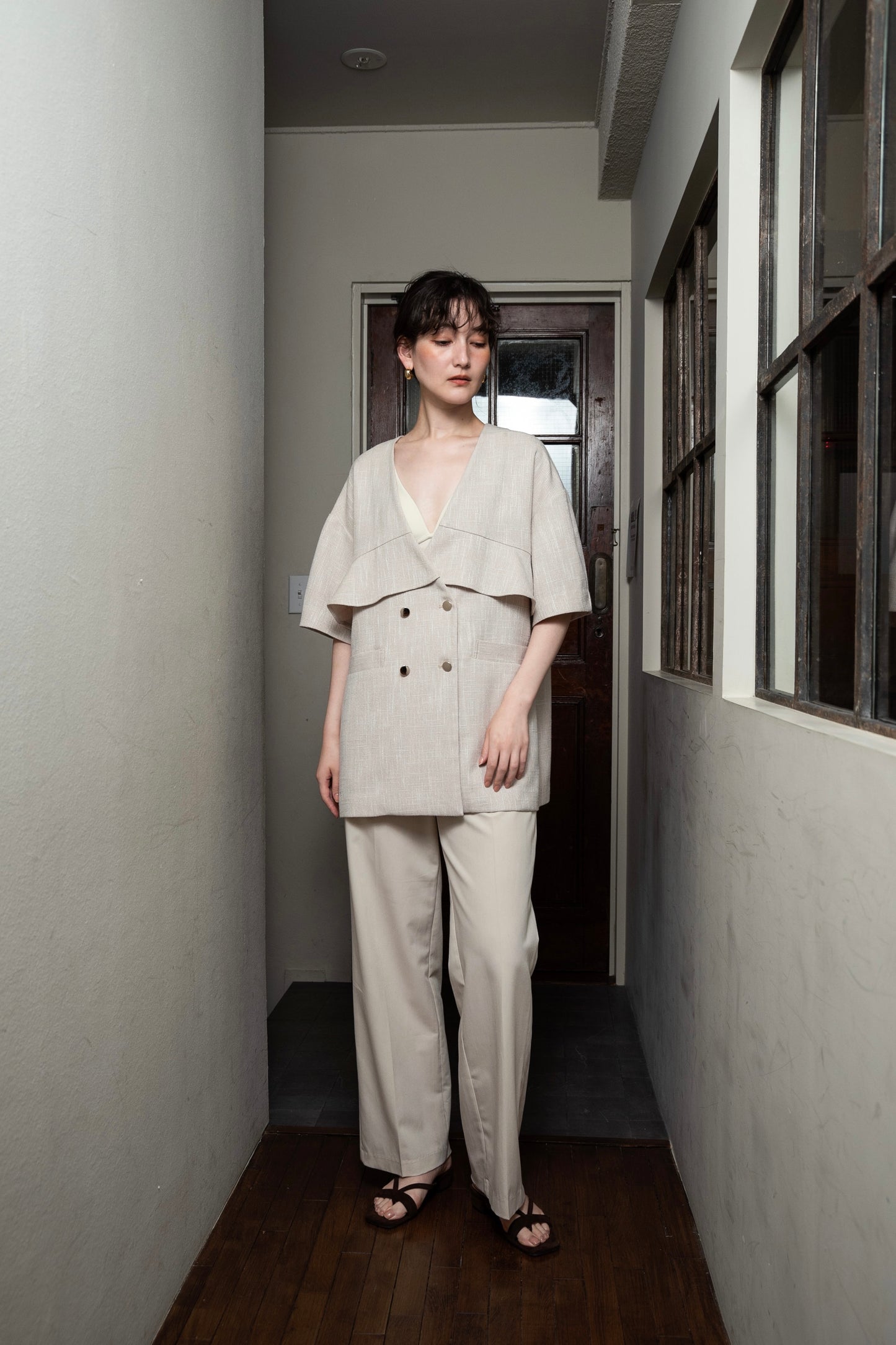 frill double button jacket