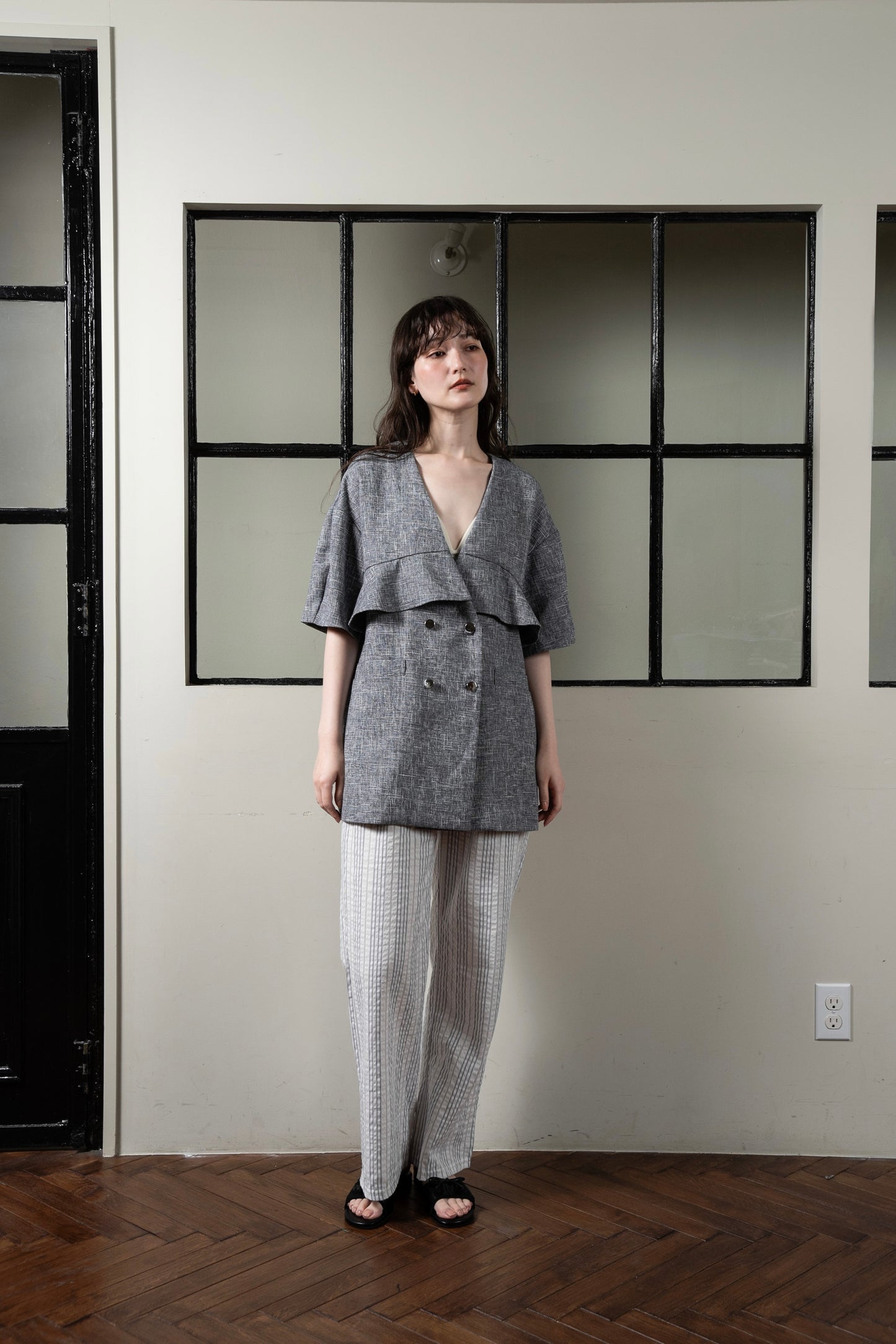 frill double button jacket