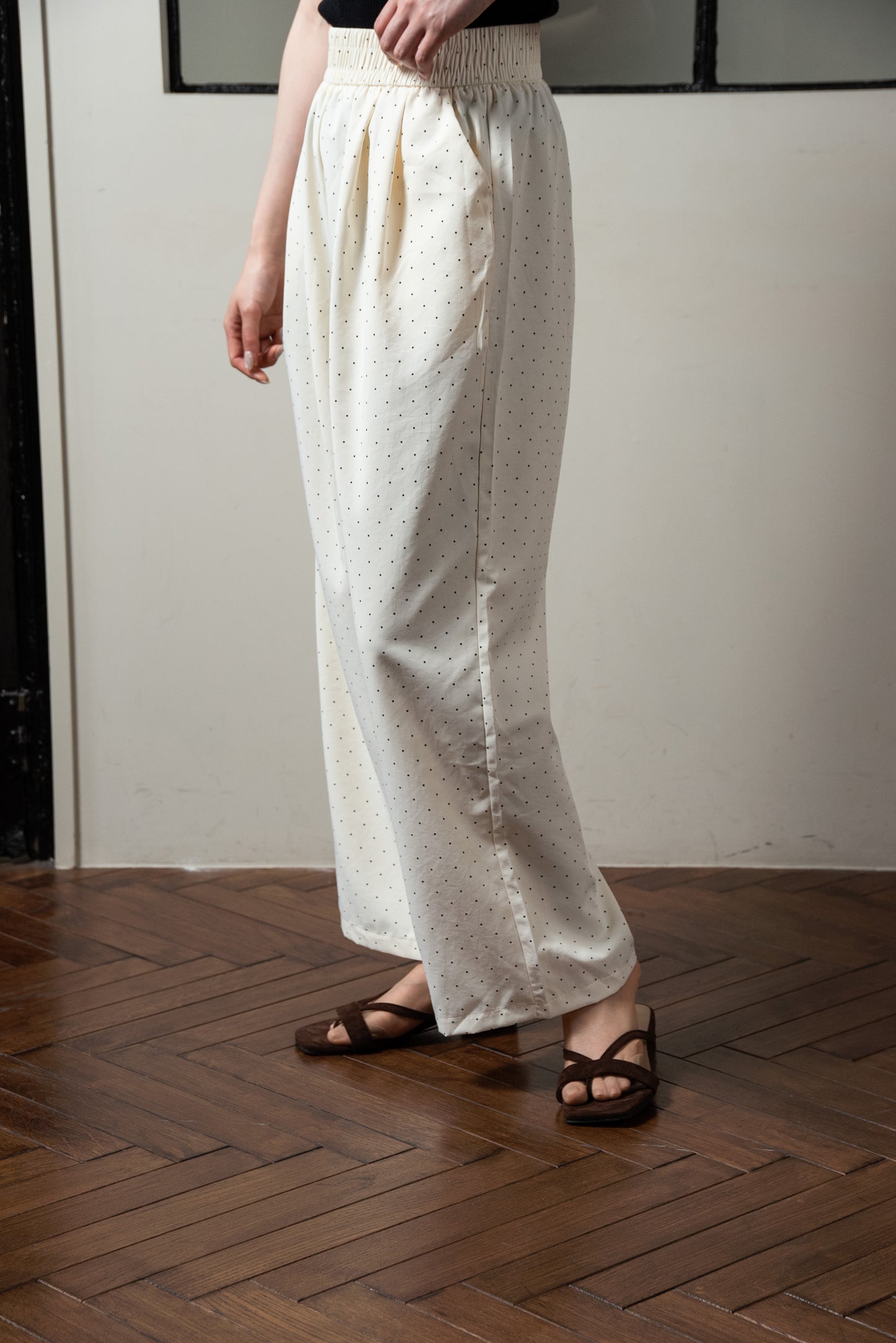 elastic waist dot pants